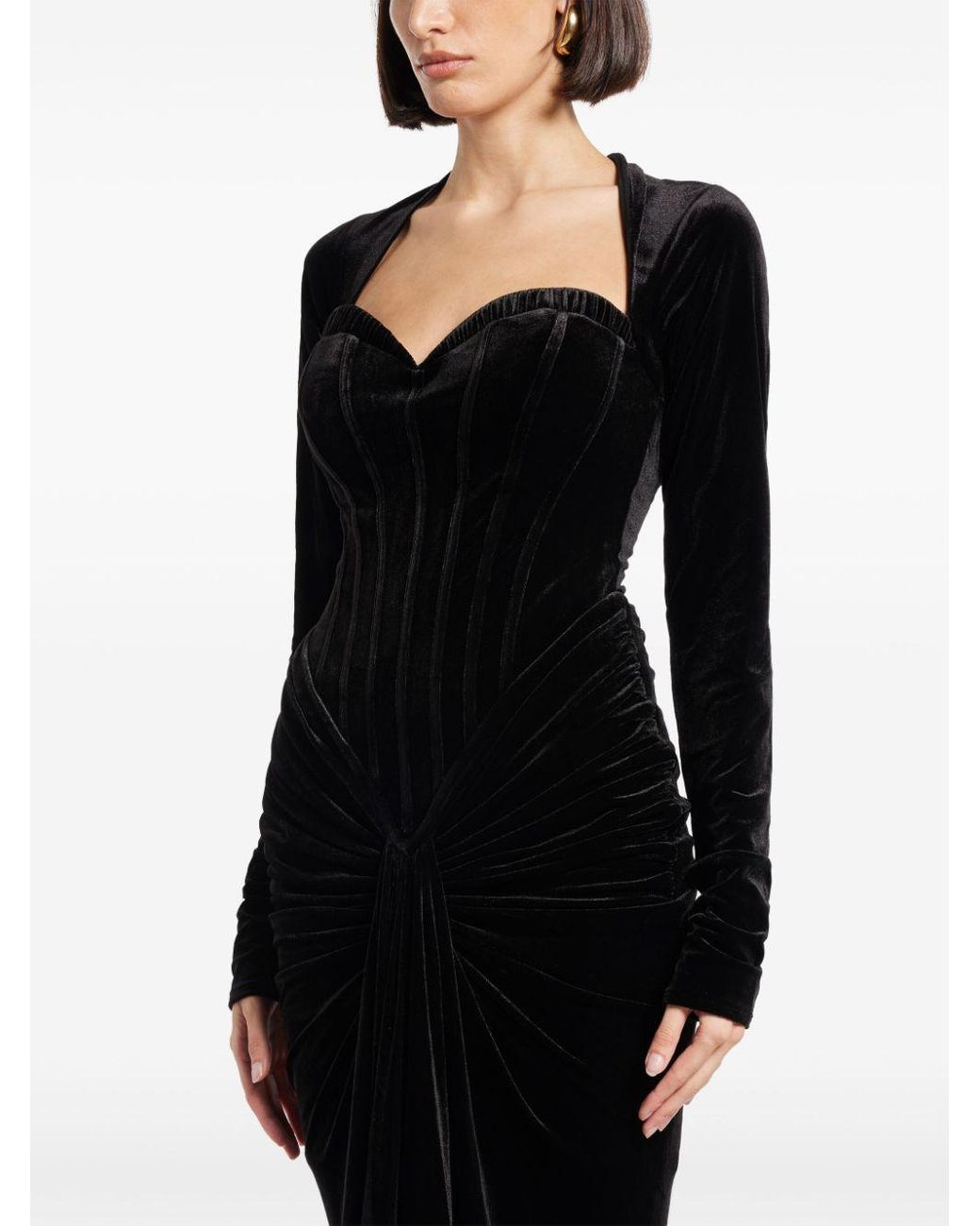 ZEENA ZAKI Bustier-Neckline Velvet Dress in Black | Lyst ZEENA ZAKI Bustier-Neckline Velvet Dress in Black | Lyst