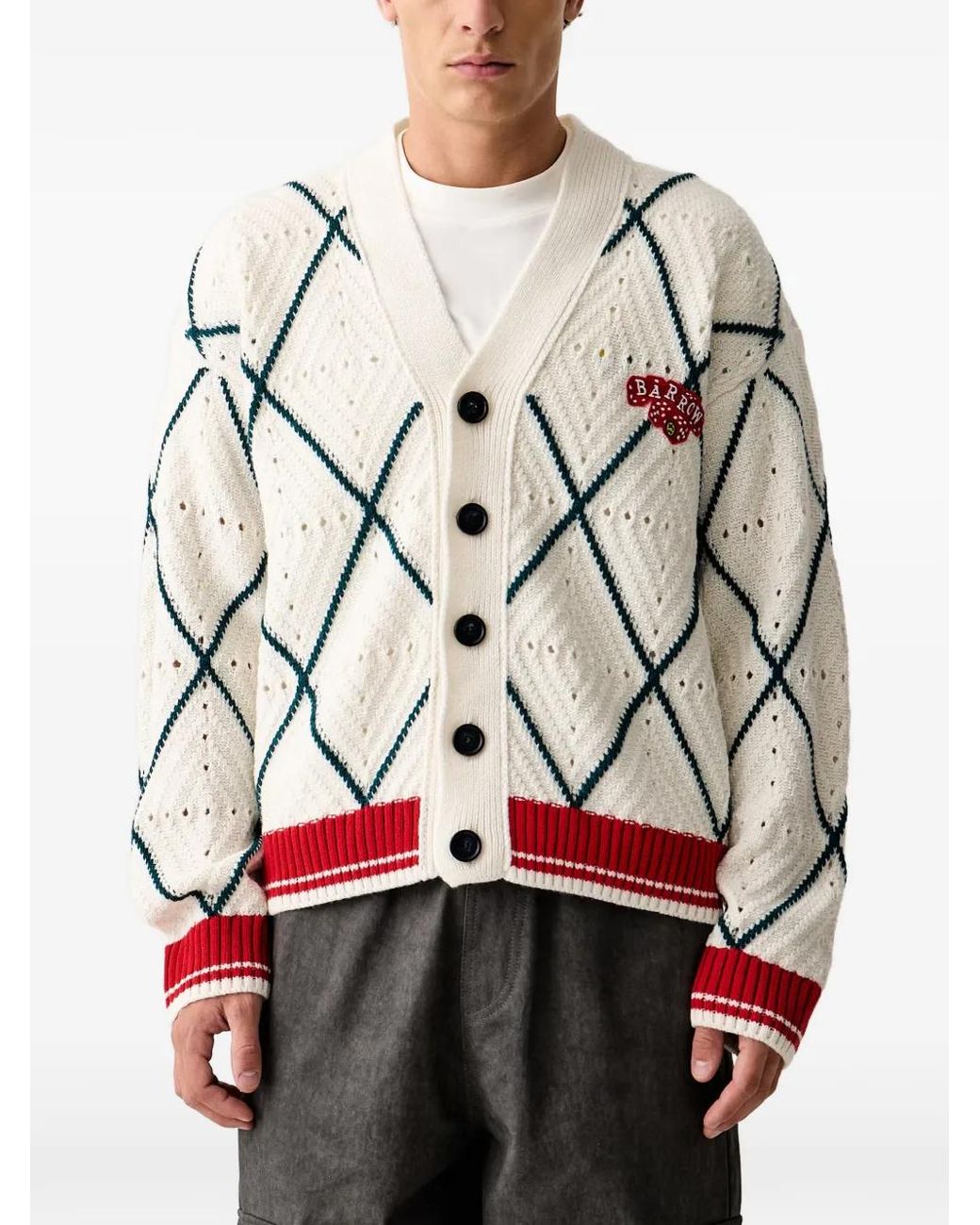 Barrow Gray Logo-Patch Cardigan