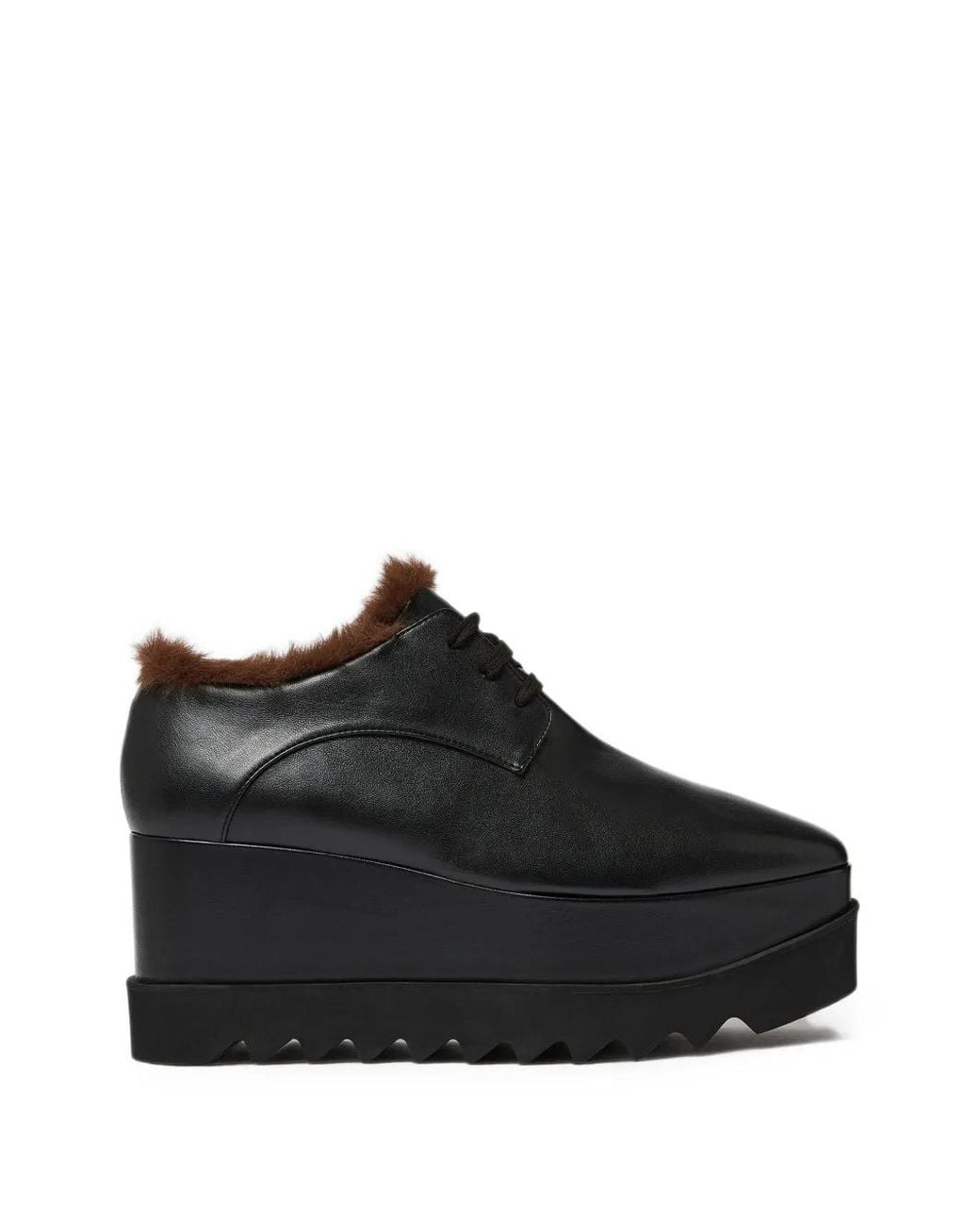 Stella McCartney Black Elyse Faux-Fur Lace-Up Shoes