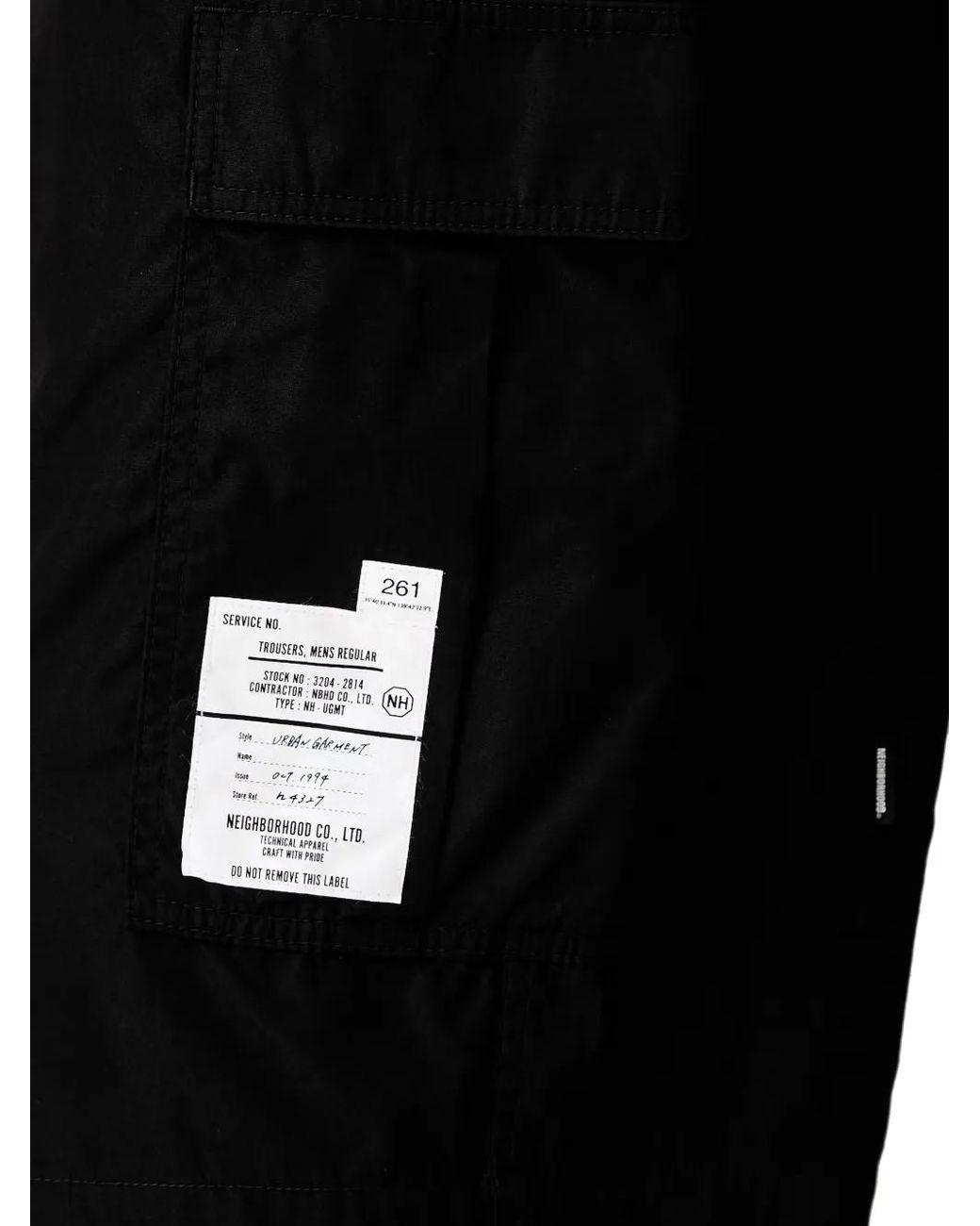 Neighborhood Black Logo-Patch Cargo Shorts for men