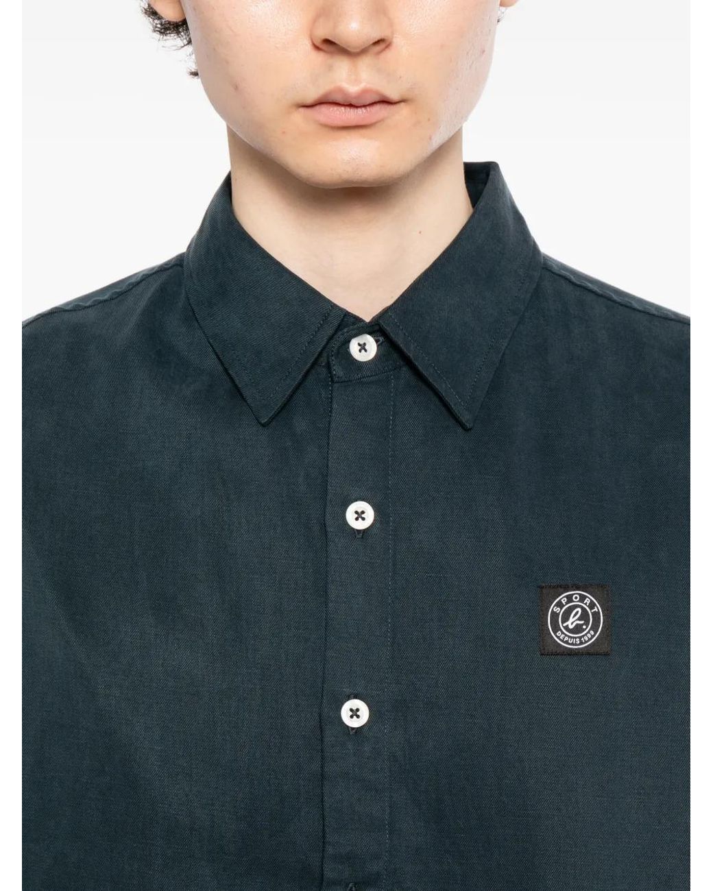 SPORT b. by agnès b. Blue Logo-Patch Shirt for men