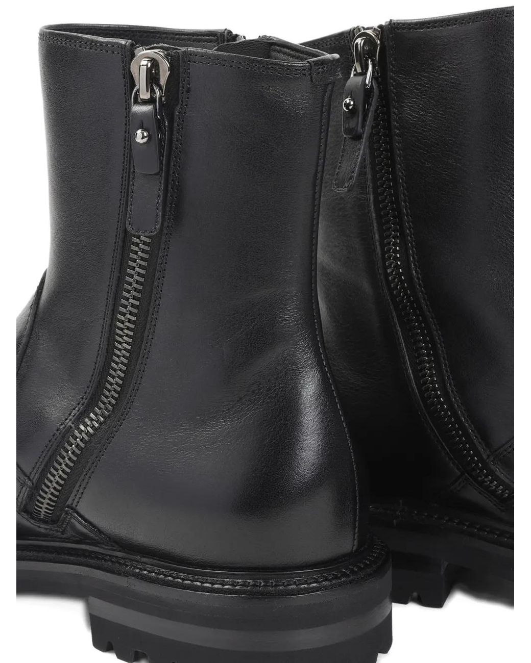 Giorgio Armani Black Zip Leather Boots for men