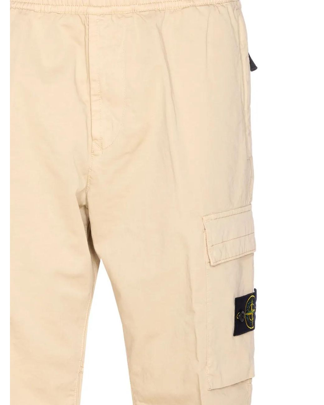 Stone Island Natural Compass-Badge Trousers for men