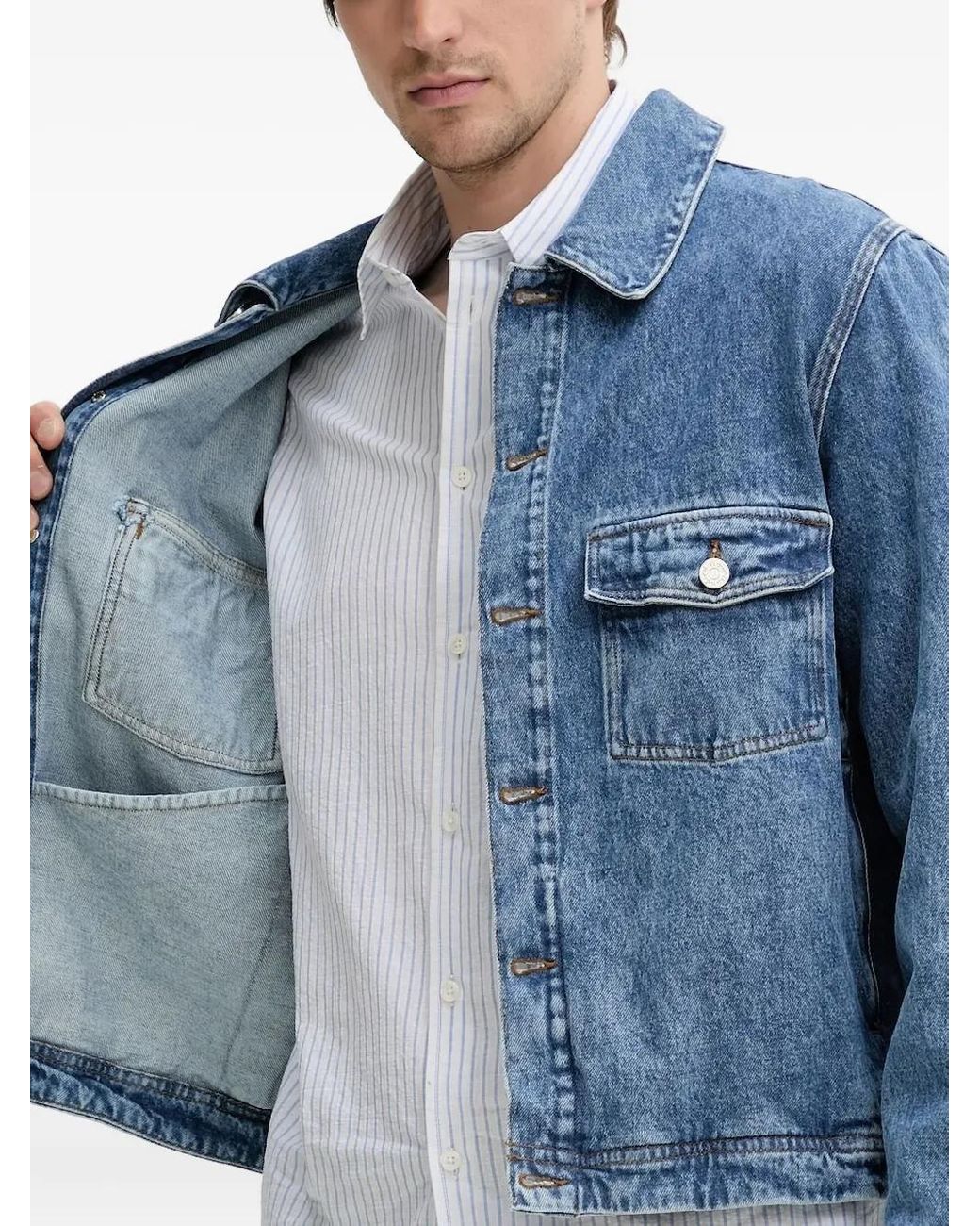 Won Hundred Blue Flap-Pocket Denim Jacket for men