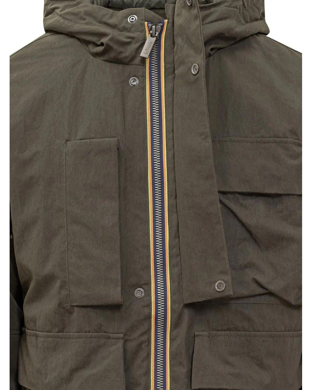 K-Way Green Pocketed Hooded Jacket for men