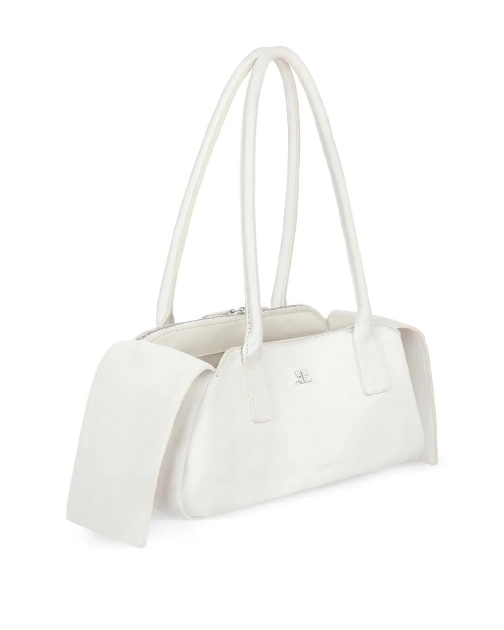 Courreges White Strip Leather Shoulder Bag