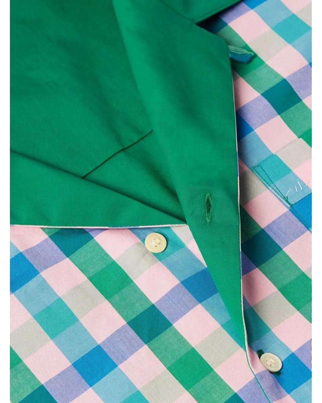 Marni Green Gingham-Pattern Shirt for men