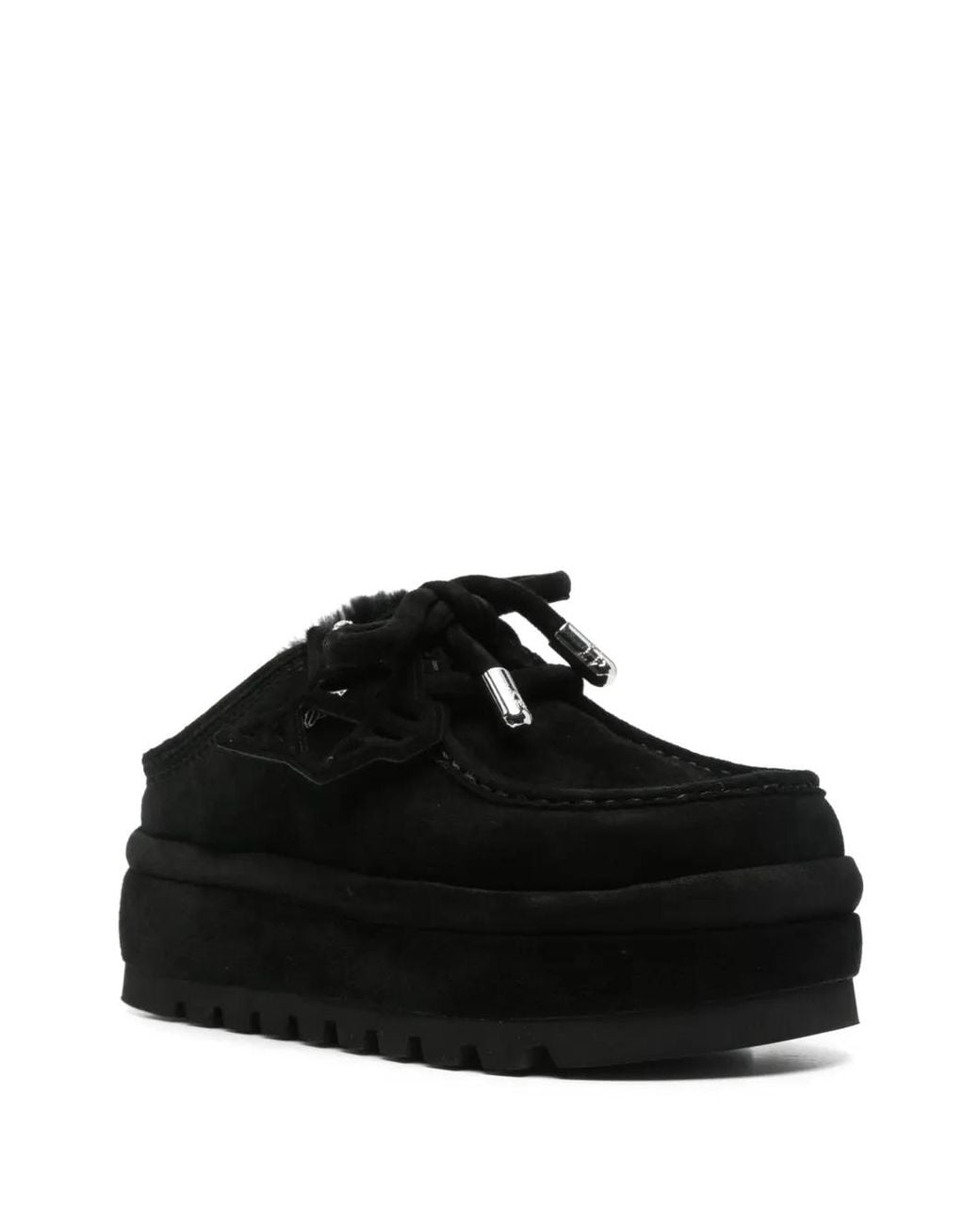 Naked Wolfe Black Blizzard Suede Platform Mules