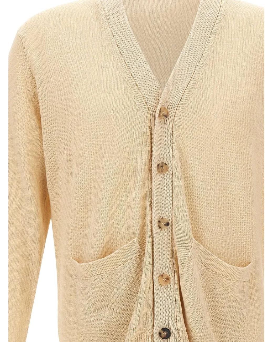 FILIPPO DE LAURENTIIS White V-Neck Button-Up Cardigan for men