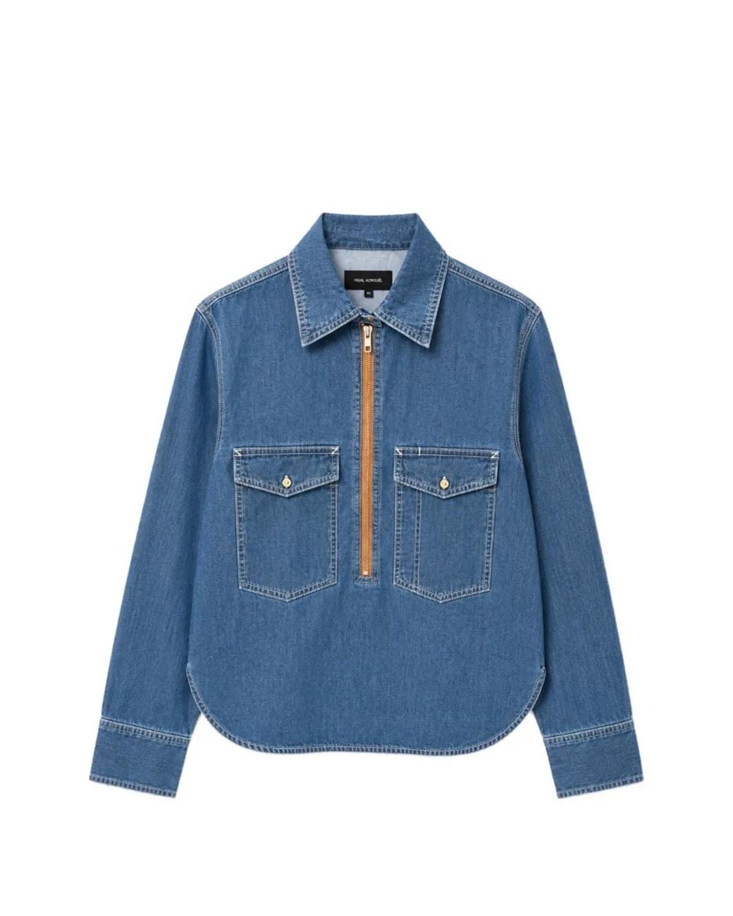 Yigal Azrouël Blue Rose Zip-Up Denim Shirt