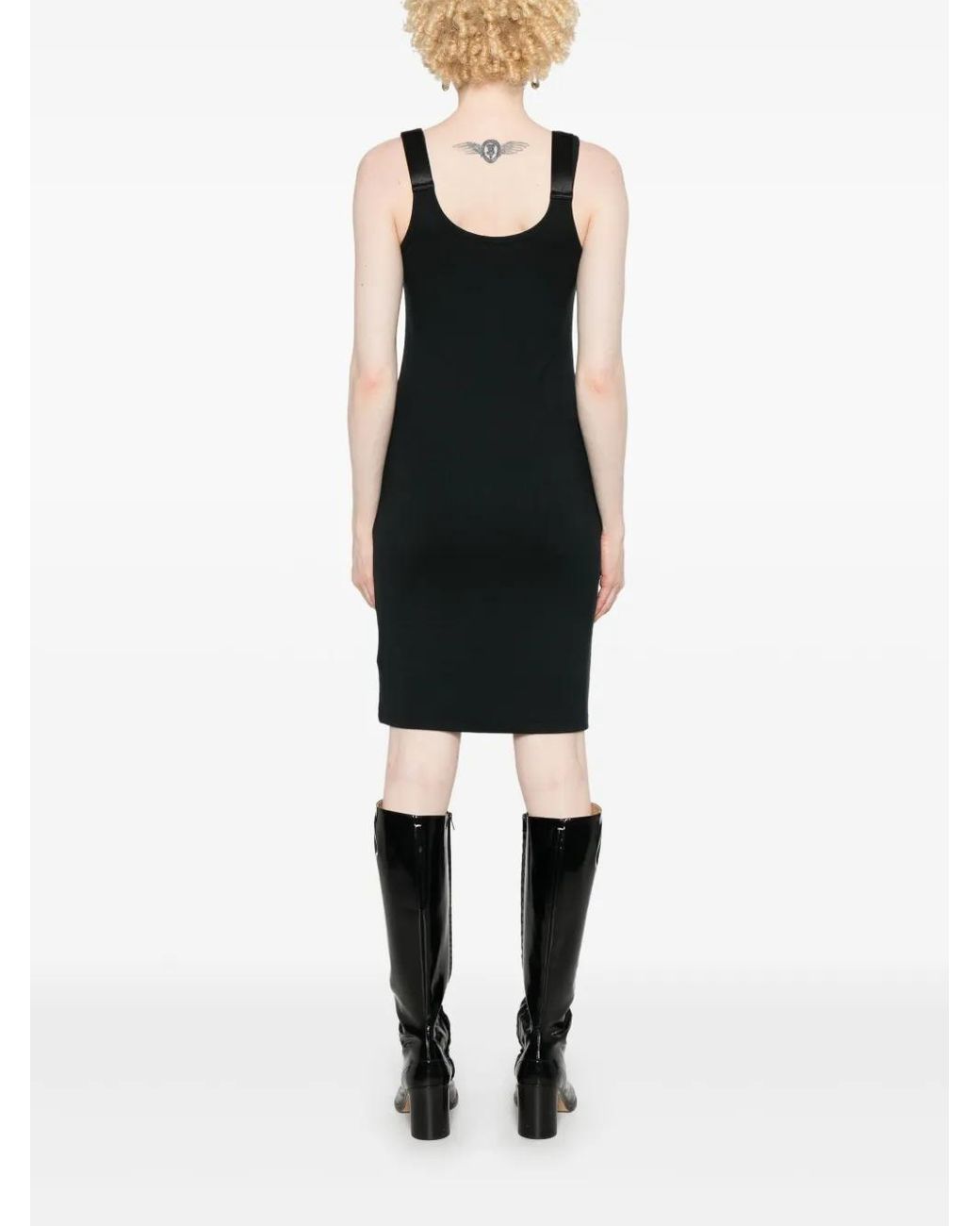 Helmut Lang Geribbelde Mini-Jurk in het Black