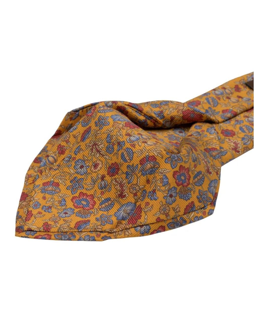 Elizabetta Brown Conte Floral-Print Silk Tie for men