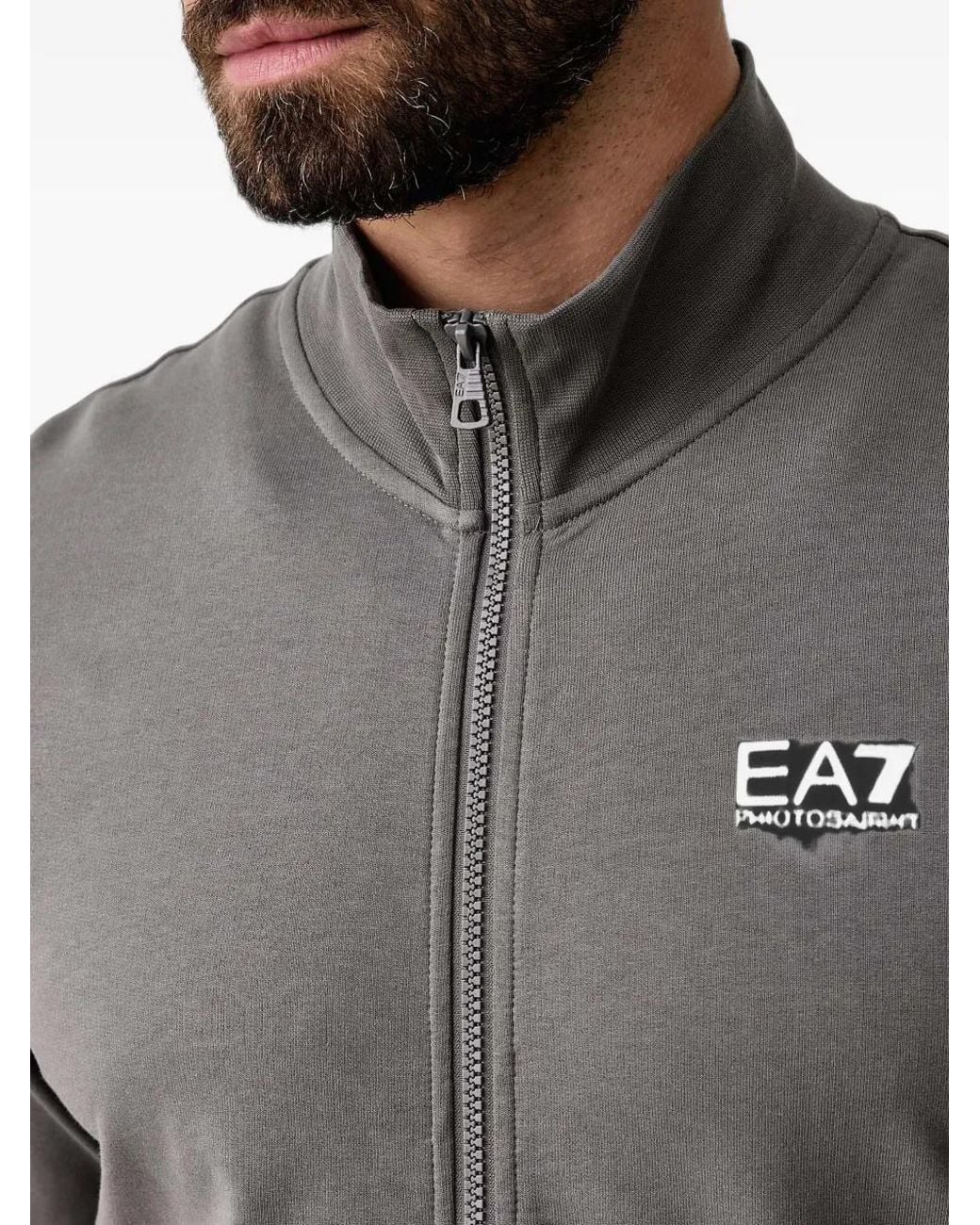 EA7 Gray Logo-Print Tracksuit for men