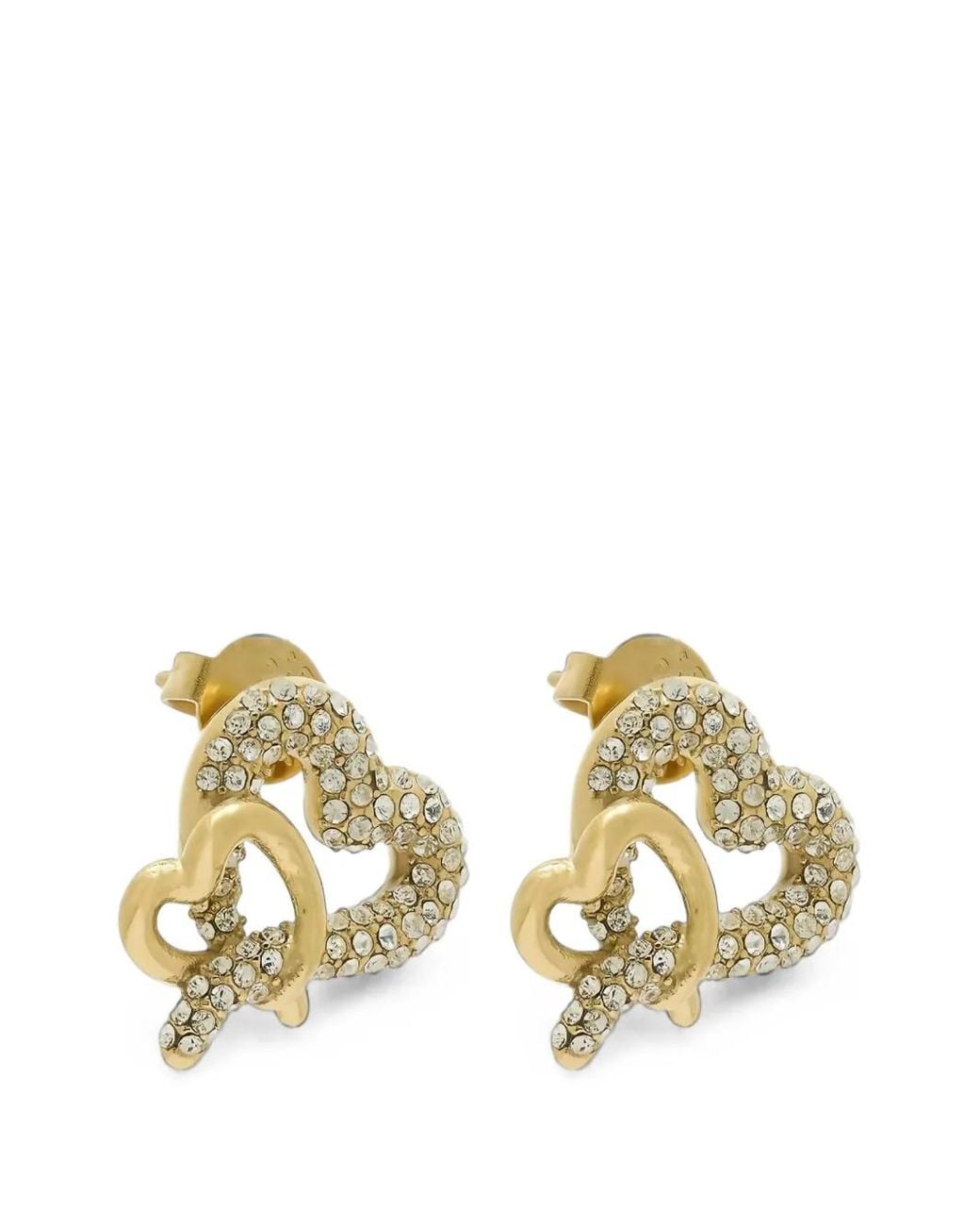Guess Metallic Pavé-Set Heart Earrings