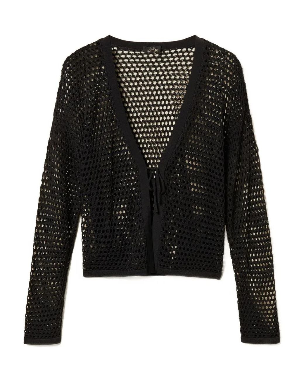 Twinset Black Mesh Knit Cardigan