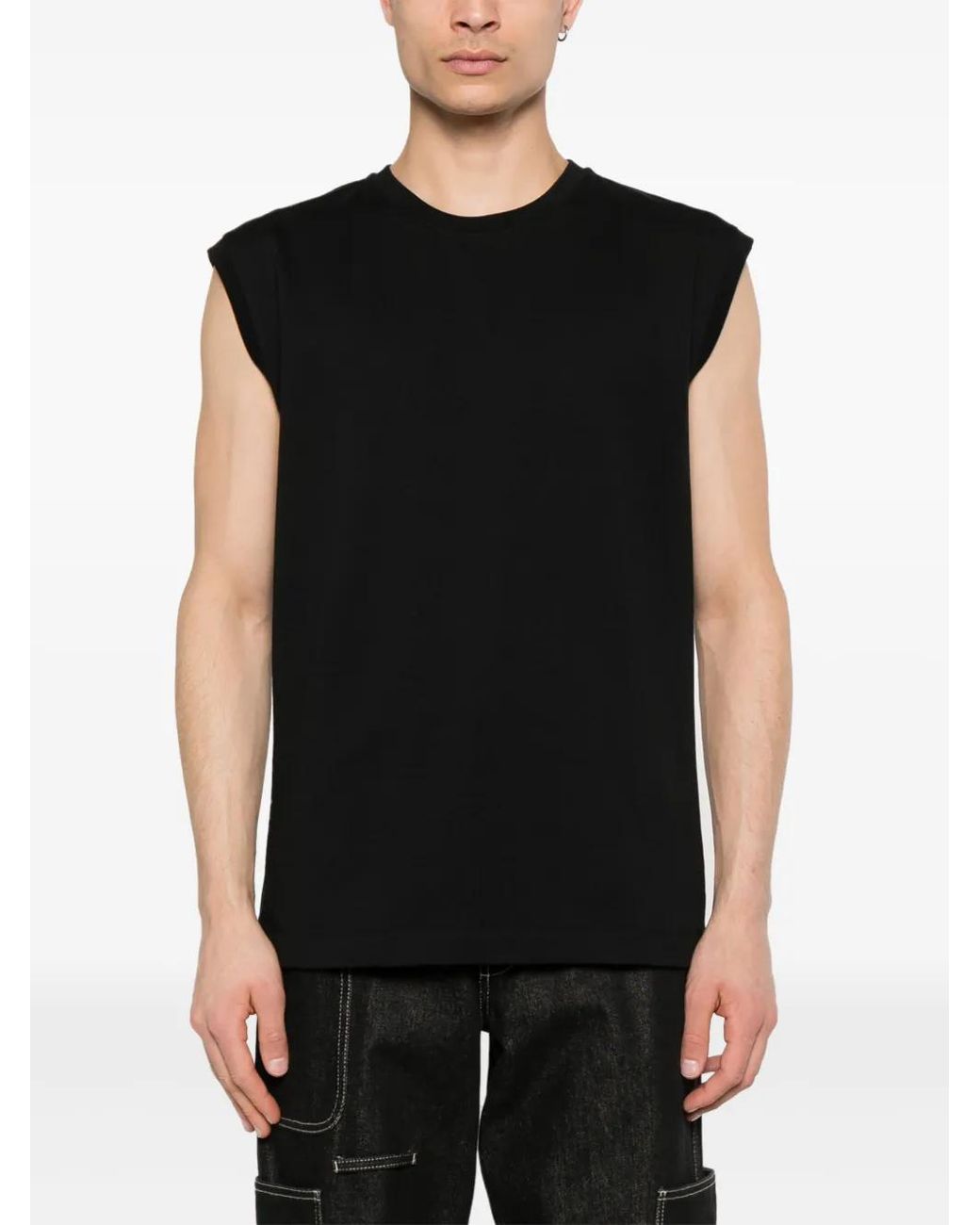 Helmut Lang Black Logo-Print Sleeveless T-Shirt