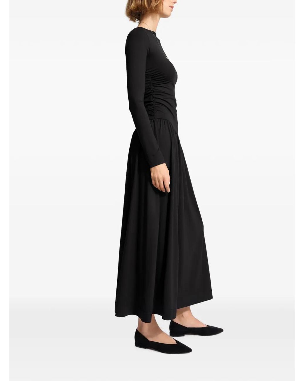 MARCELLA Black Lumi Ruched-Bodice Maxi Dress