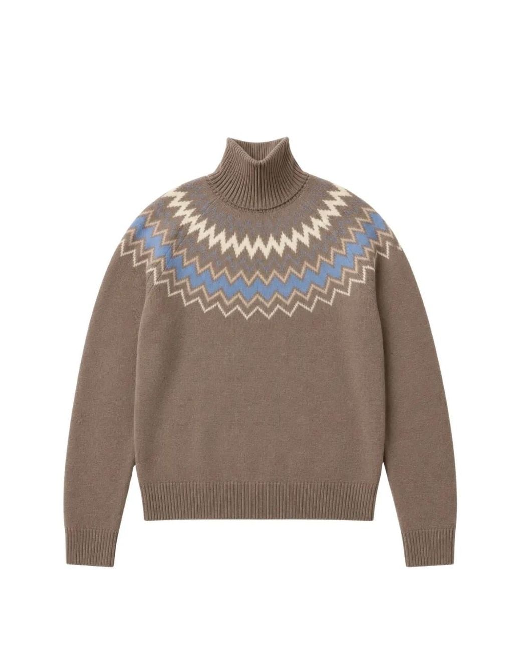 Chinti & Parker Brown Fair Isle Roll-Neck Sweater