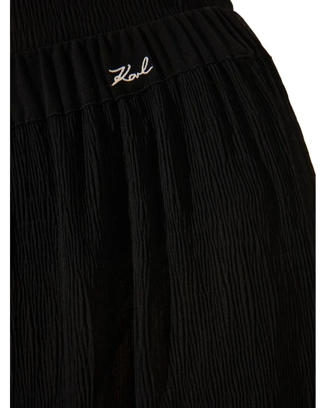 Karl Lagerfeld Black Plissé Beach Trousers