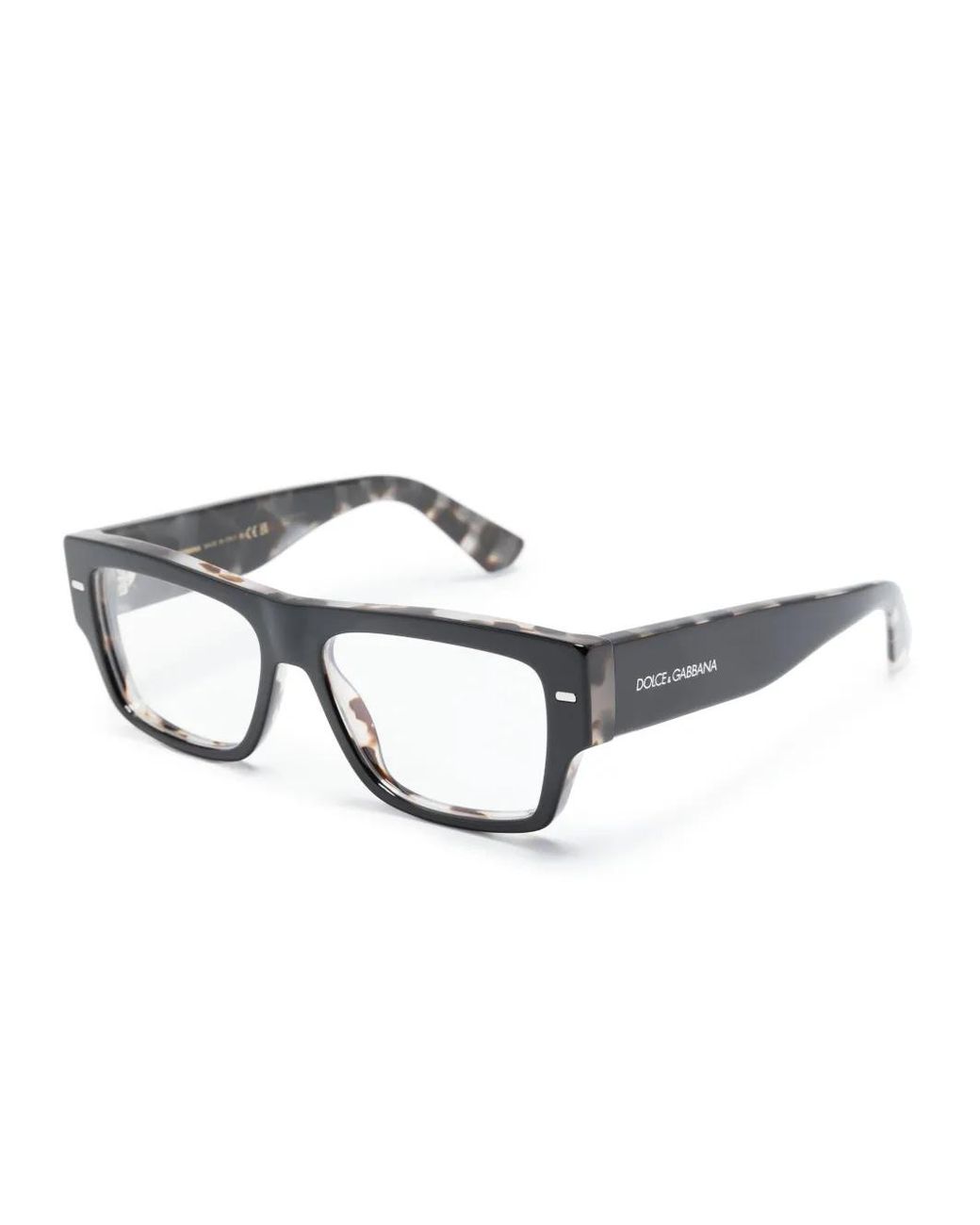 Dolce & Gabbana Black Logo Engraved Rectangle-Frame Glasses for men