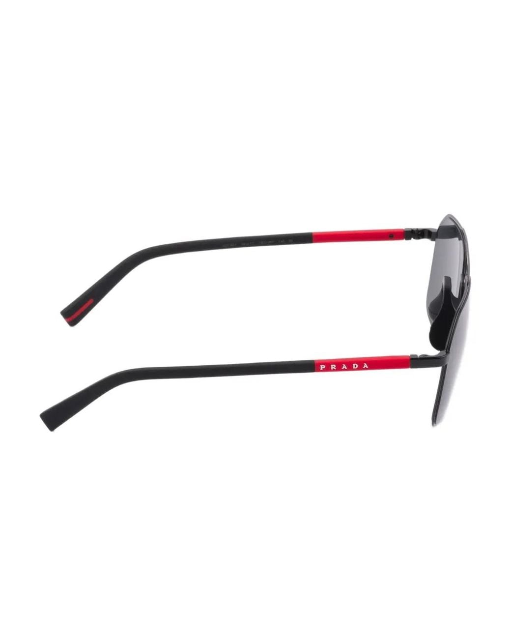 Prada Gray Linea Rossa Pilot-Frame Sunglasses for men