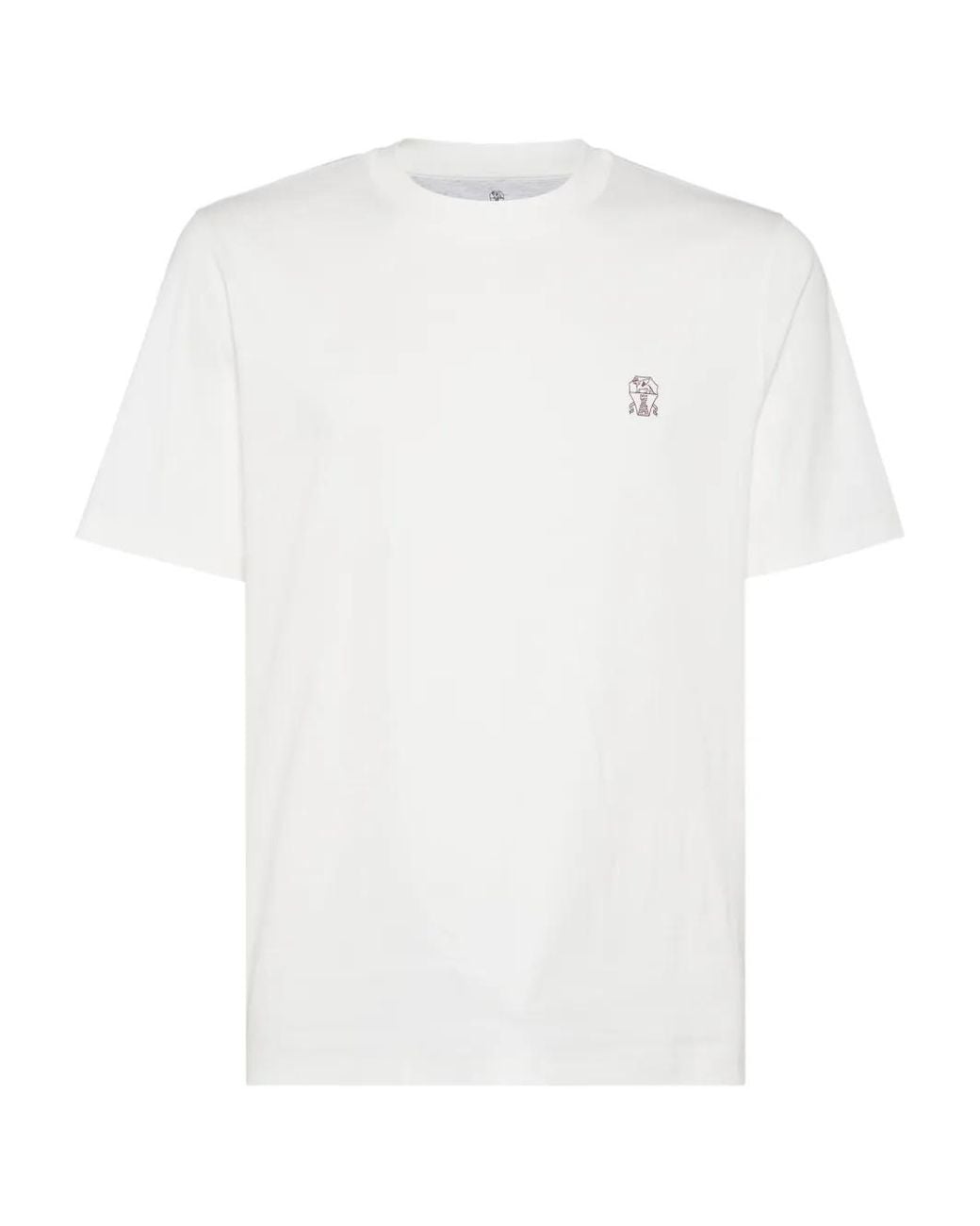 Brunello Cucinelli White Printed Logo T-Shirt for men