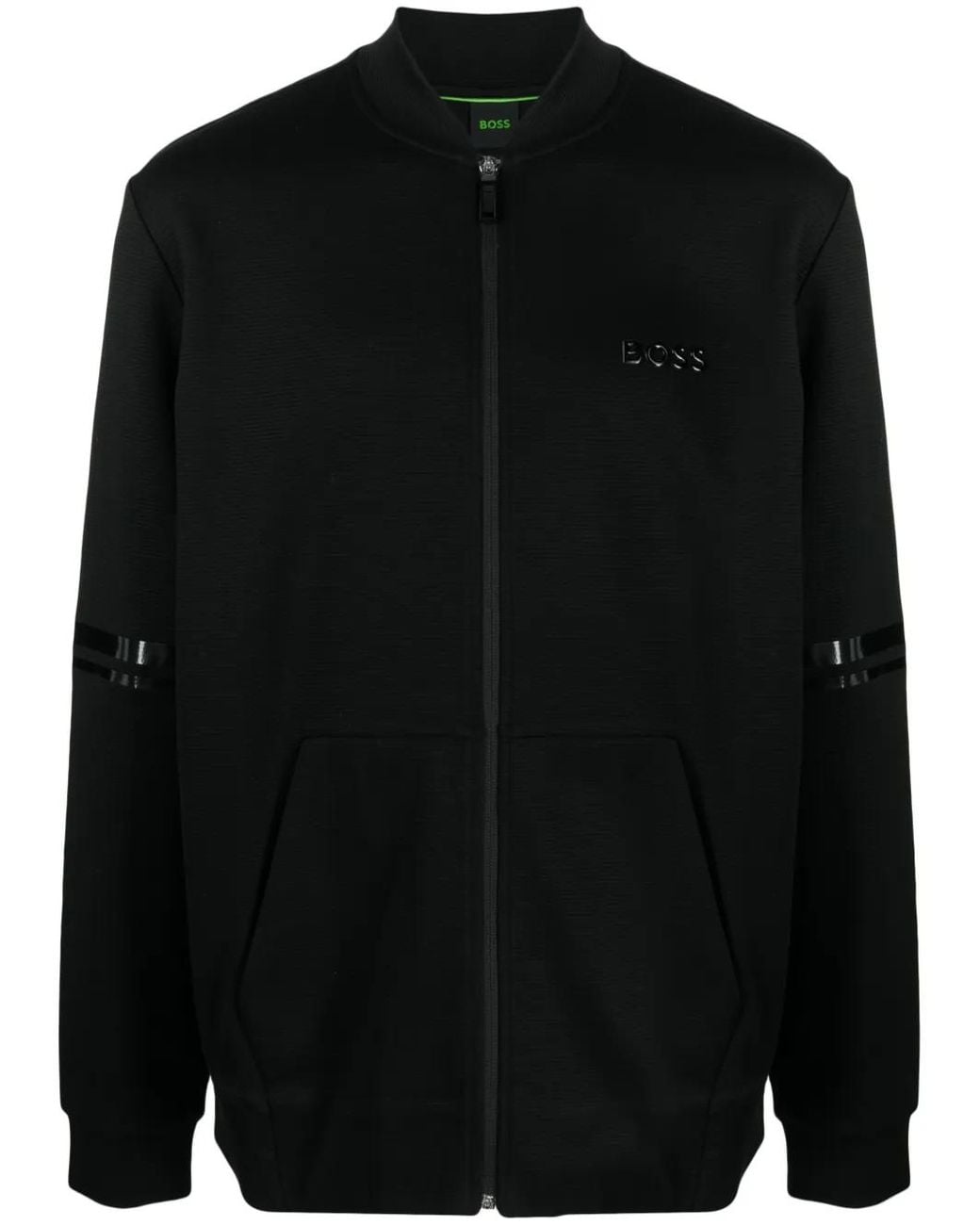 Boss Black Logo-Print Cotton Jacket for men