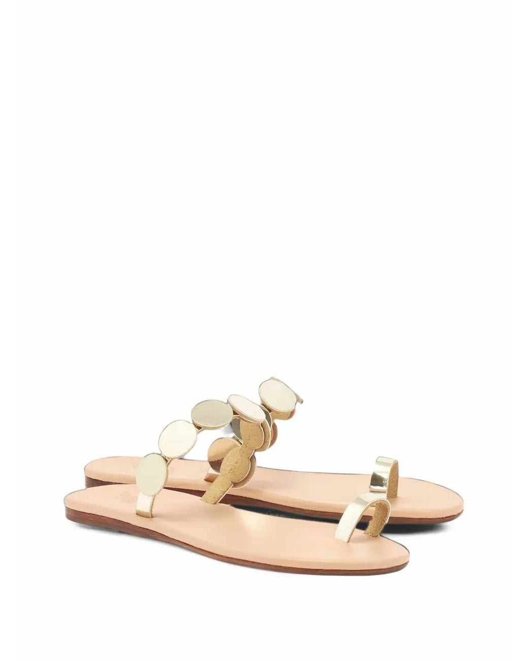 Ancient Greek Sandals White Calisto Coin-Embellished Flat Sandals