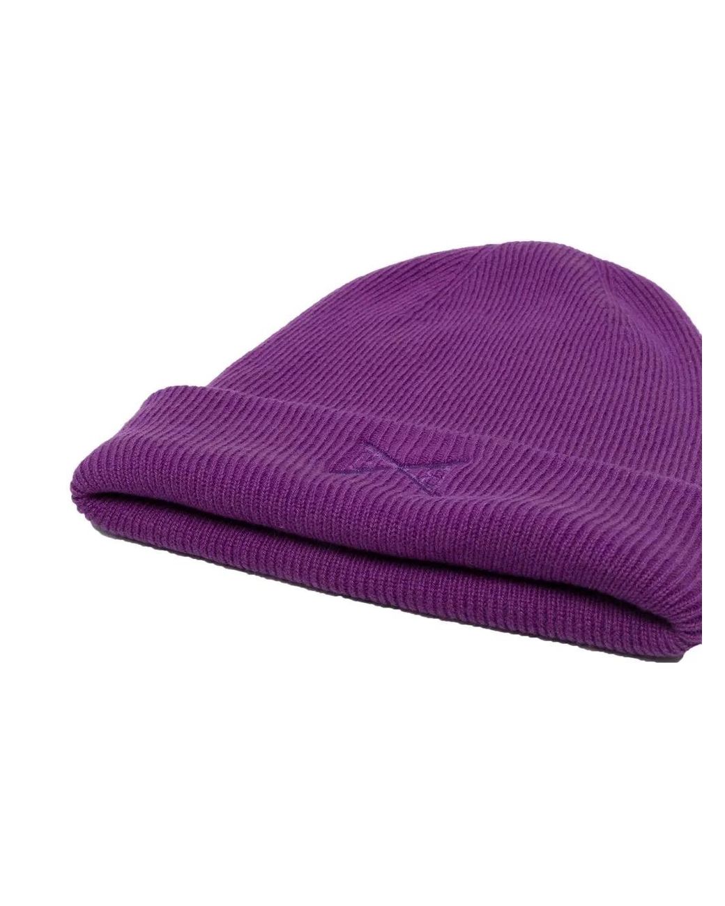 Barrie Purple Ribbed Cashmere Beanie
