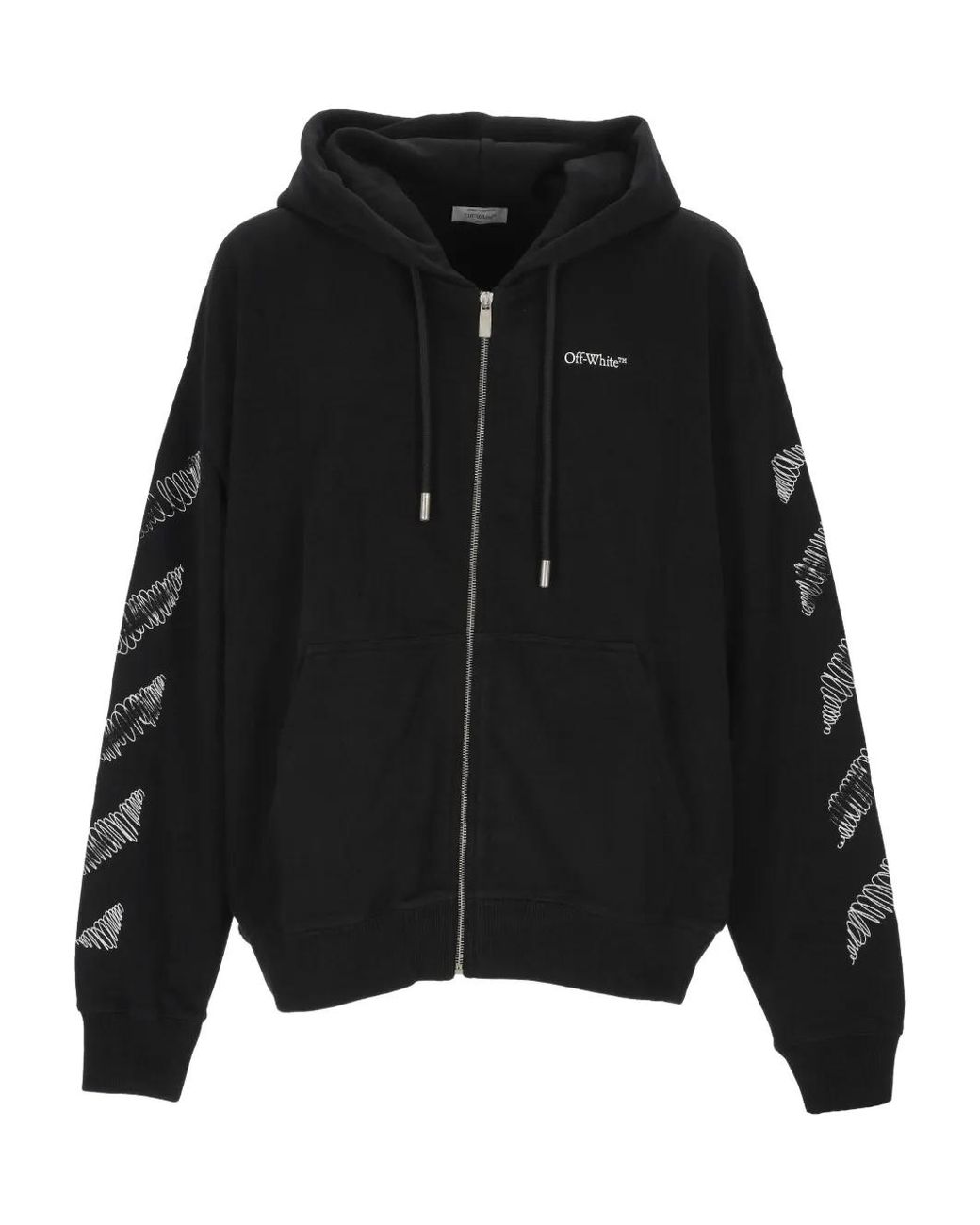 Off-White c/o Virgil Abloh Black Scribble-Print Zip-Up Hoodie for men