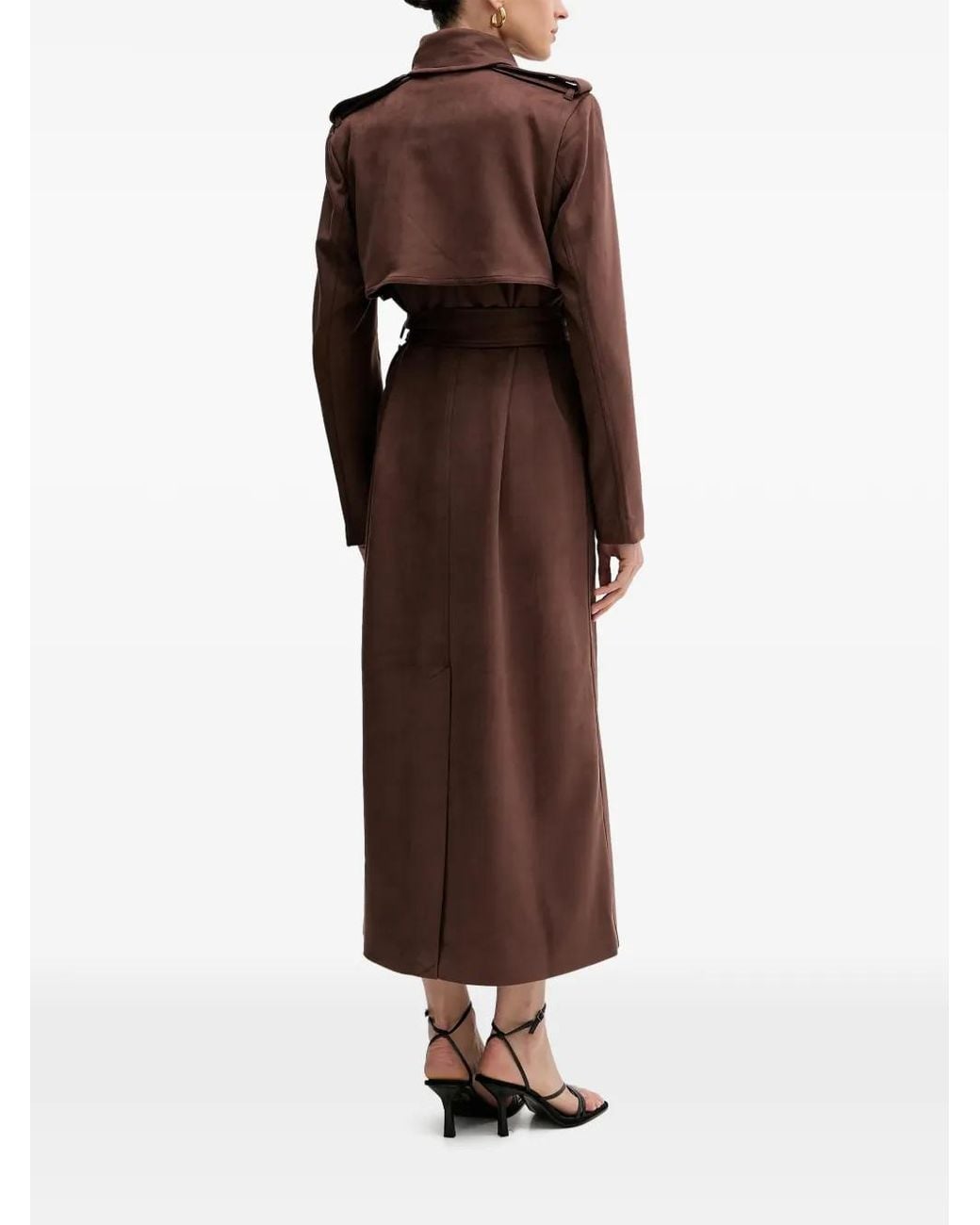 Bardot Brown Double-Breasted Belted Coat