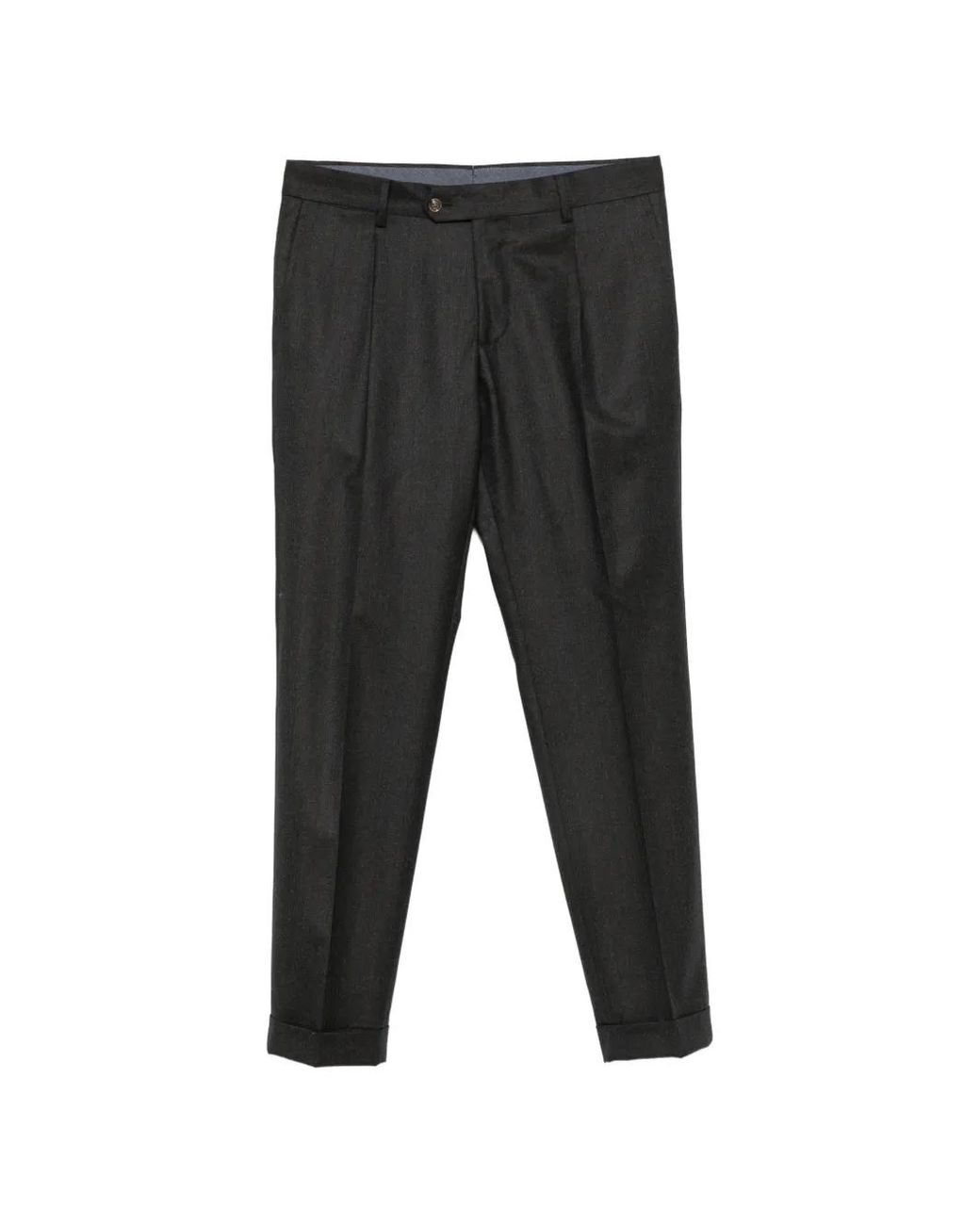 Barba Napoli Black Wool Trousers for men