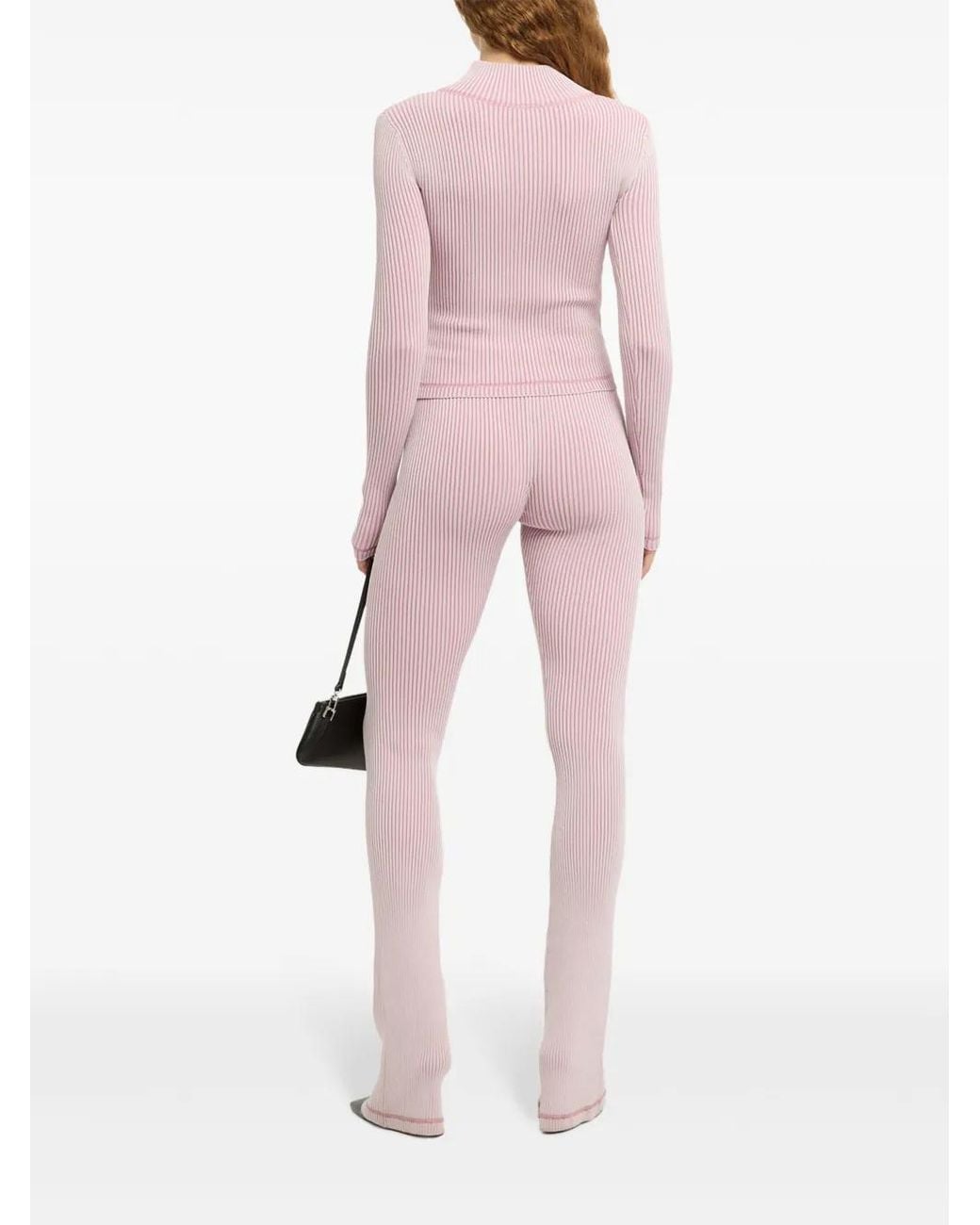Gcds Pink Ribbed Knit Sweater