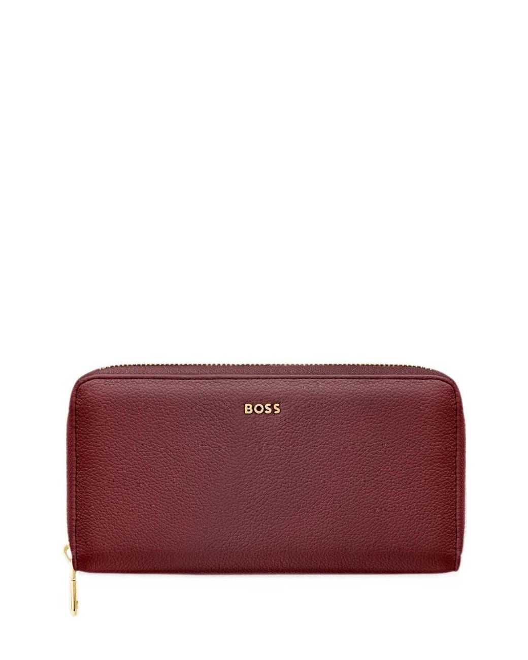 Boss Purple Logo-Plaque Pebbled Wallet