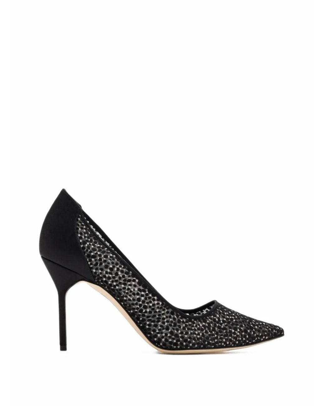 Manolo Blahnik Black Flocked Tulle Pumps