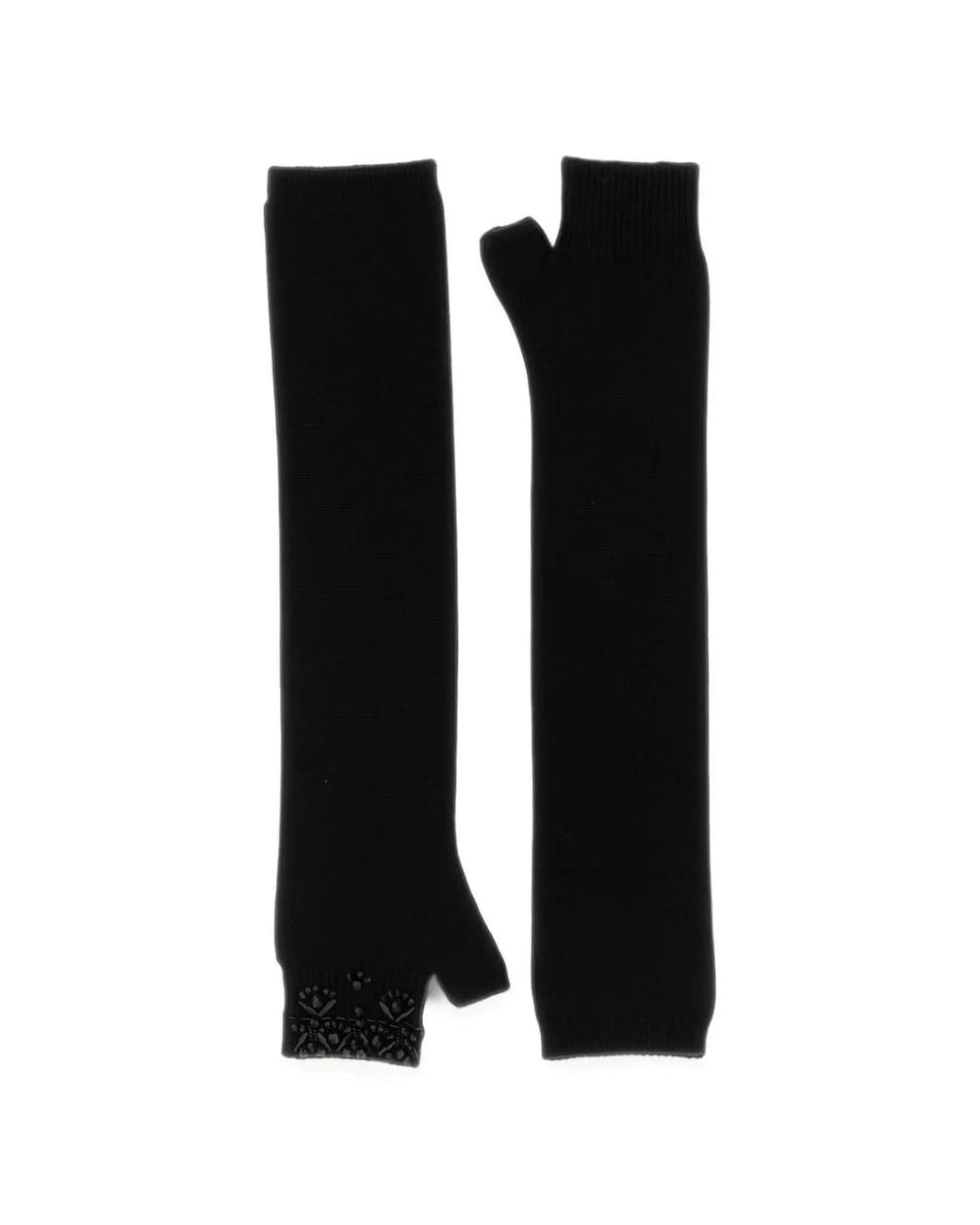 P.A.R.O.S.H. Black Bead-Embellished Fingerless Gloves