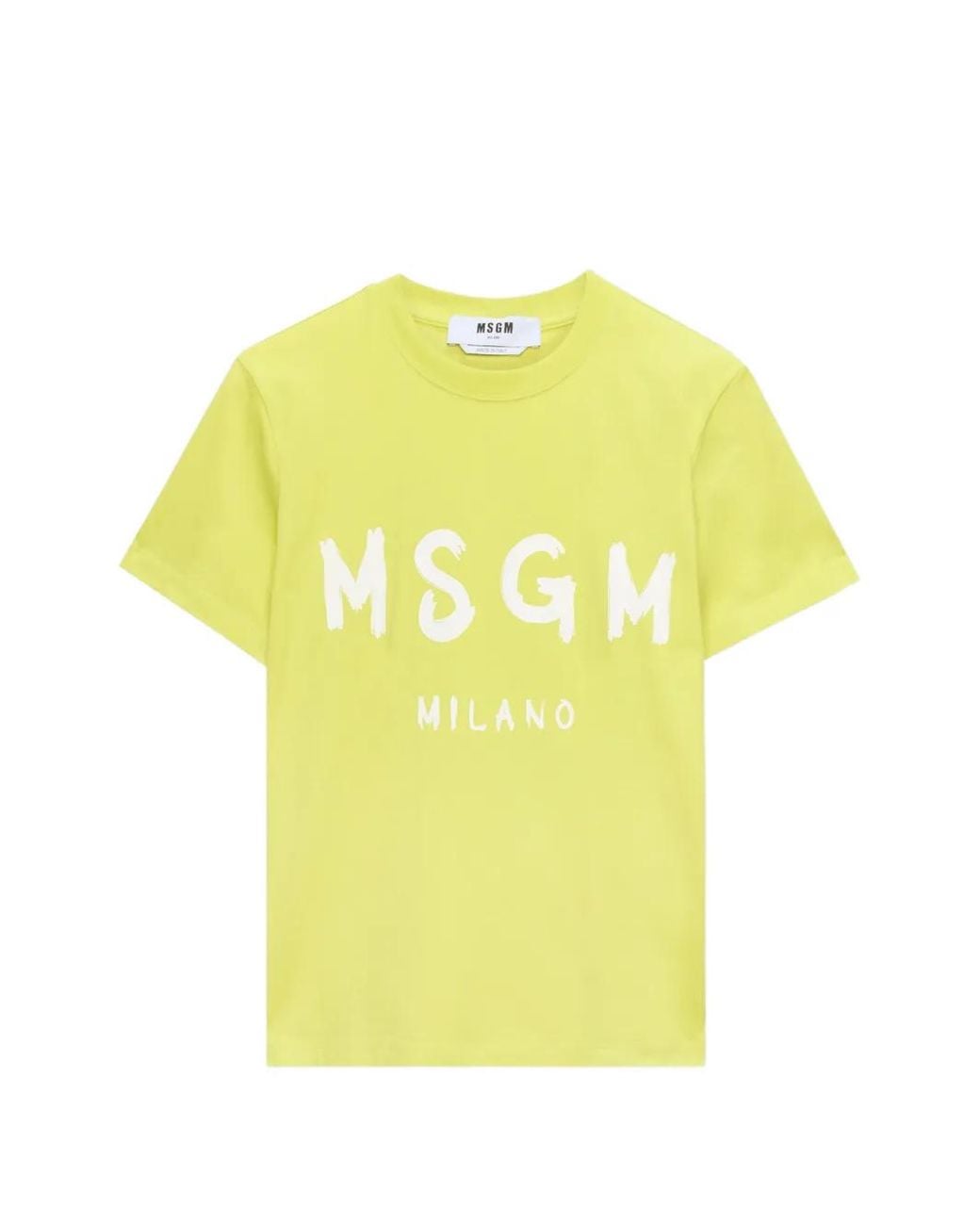 MSGM Yellow T-Shirt À Logo Imprimé