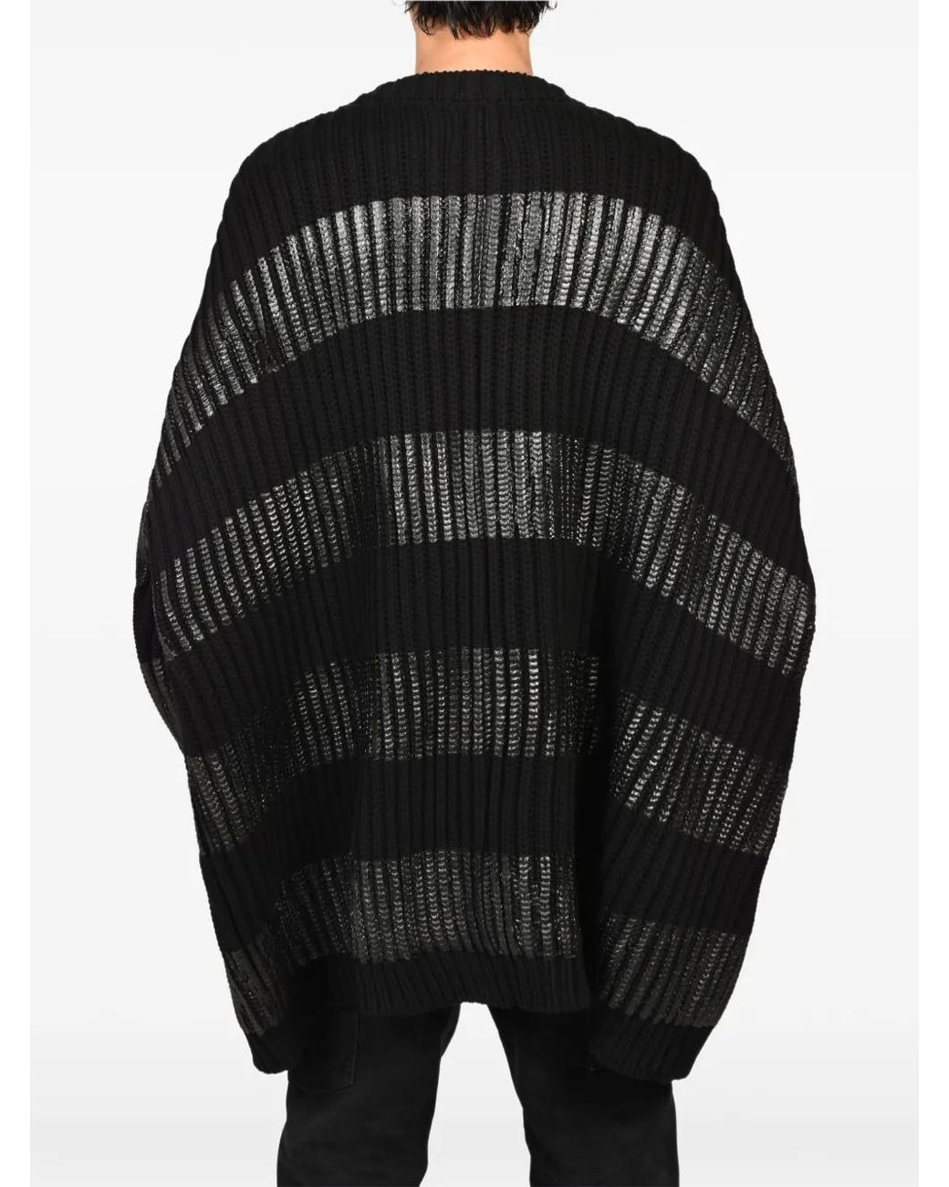 FILTH Black Waxed-Stripe Ribbed-Knit Cardigan for men