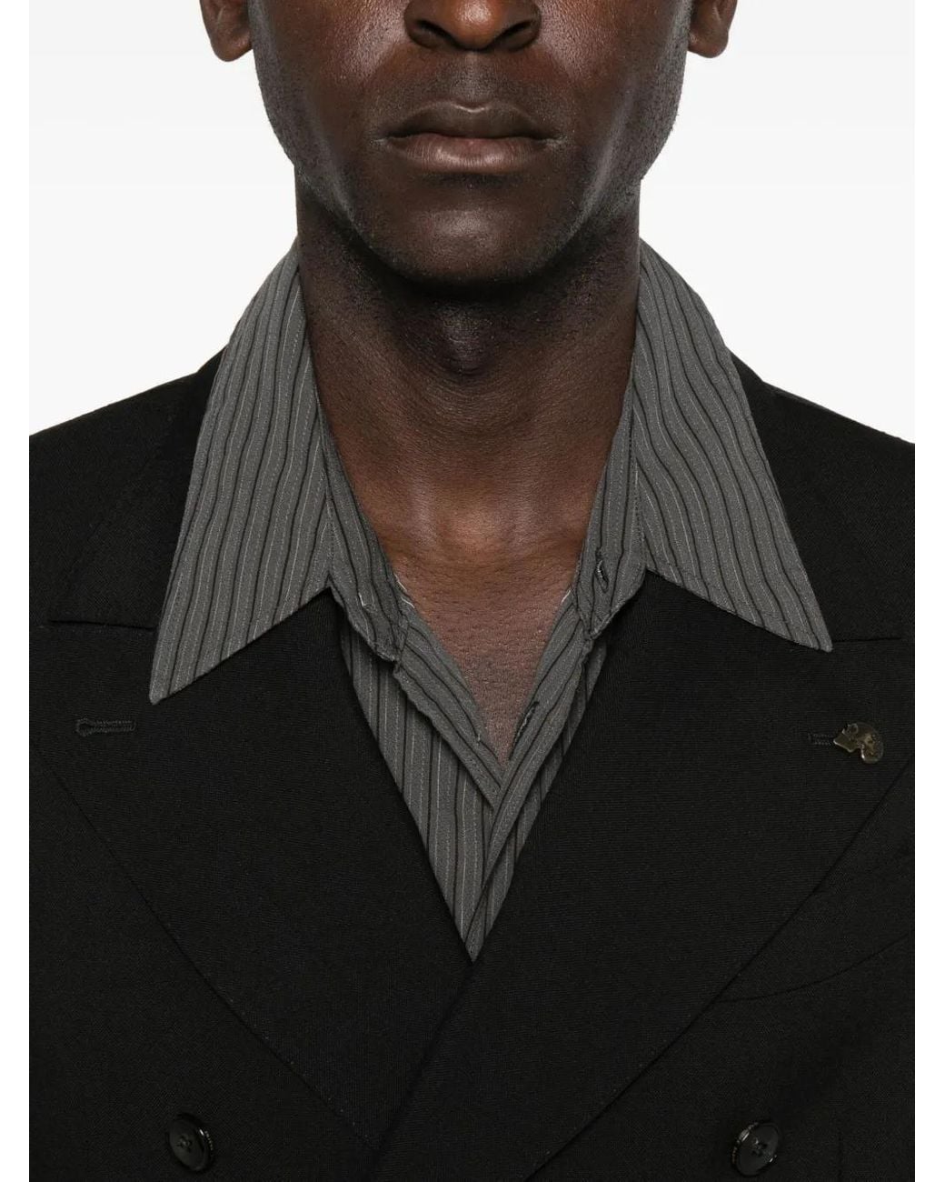 Gabriele Pasini Black Double-Breasted Structured Jacket for men