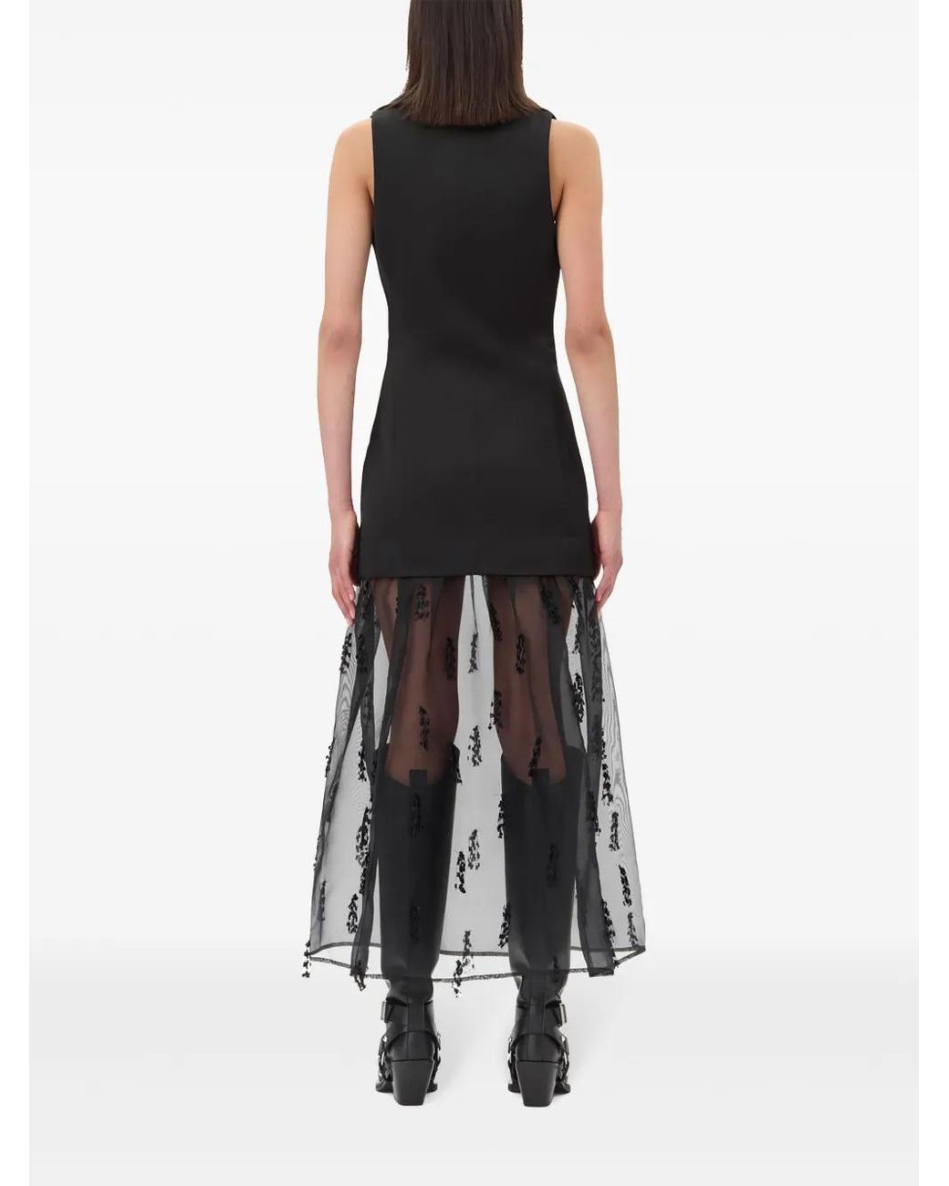 Ganni Black Fringed Light Knit Long Dress