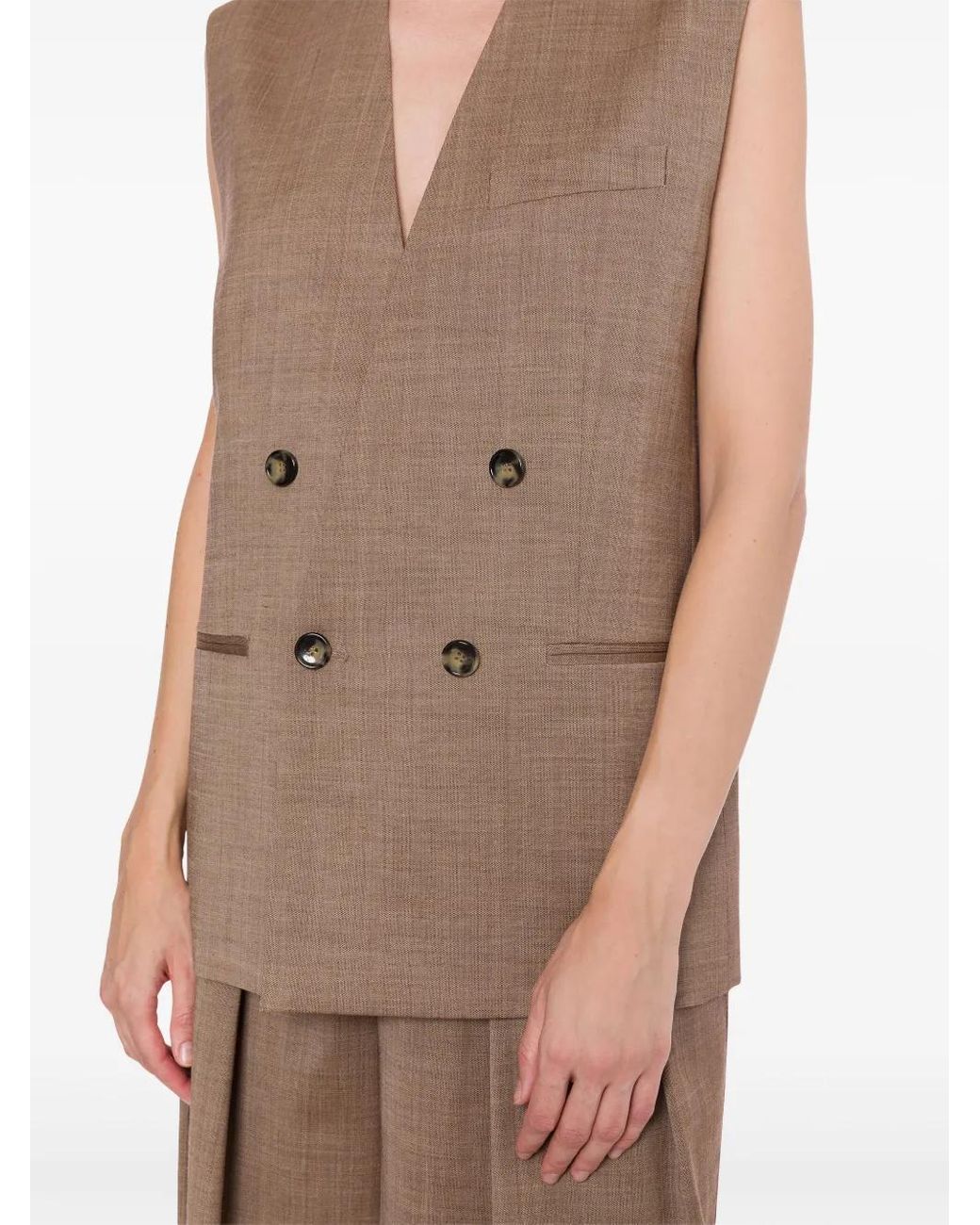 Philosophy Di Lorenzo Serafini Brown Lapeless Double-Breasted Gilet