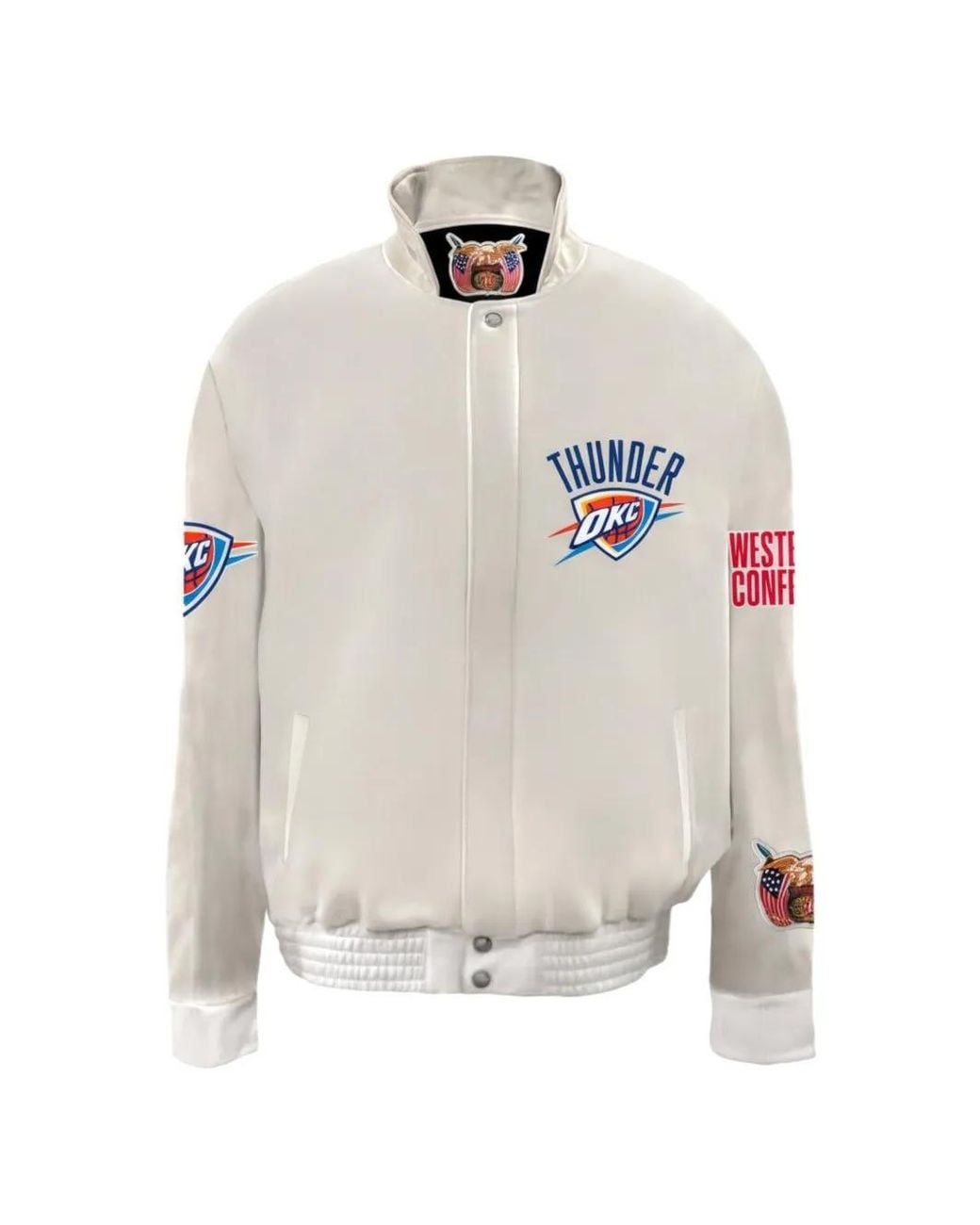 Jeff Hamilton White Oklahoma City Thunder Bomber Jacket for men