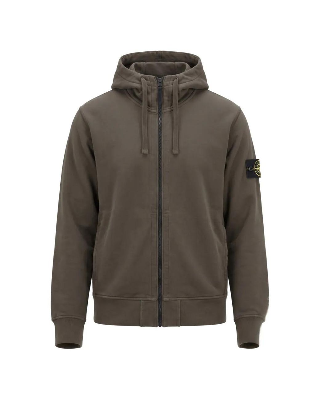Stone Island Gray Oversized Organic Cotton Fleece Zip-Up Hoodie With Pockets for men