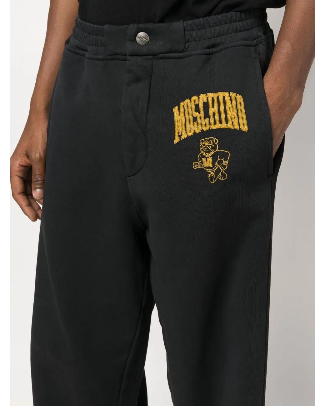 Moschino Black Logo-Print Cotton Sweatpants for men