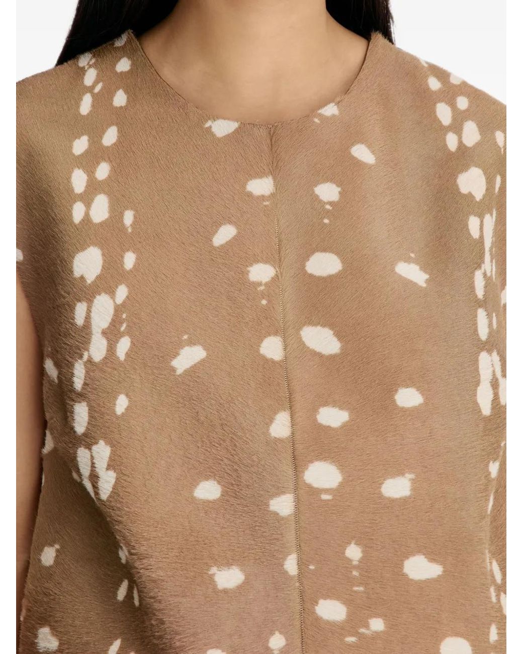 Loulou de Saison Brown Kena Deer-Print Sleeveless Leather Blouse