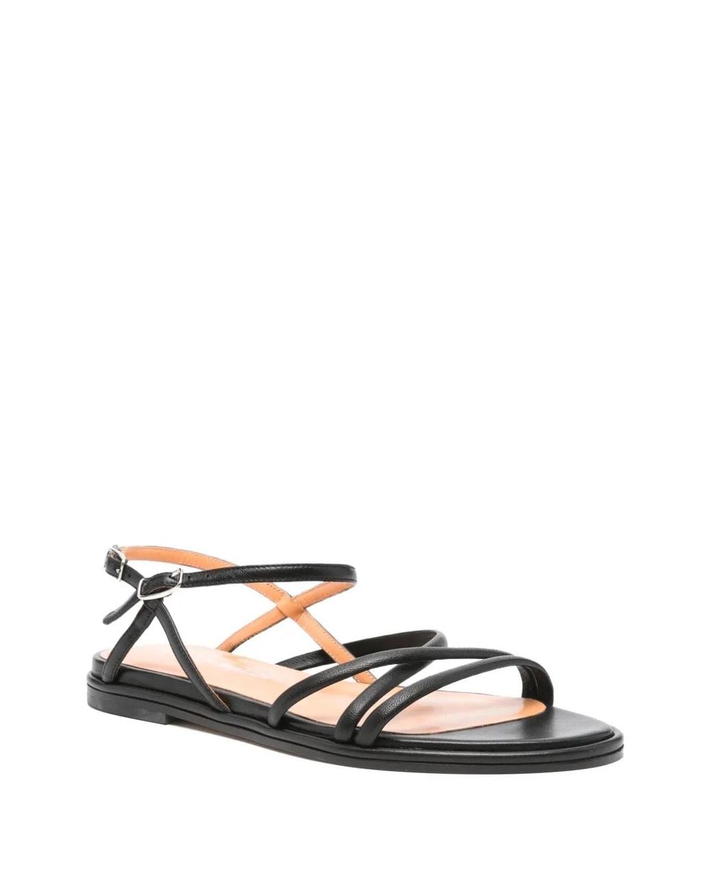 Lella Baldi Black Leather Buckle Sandals