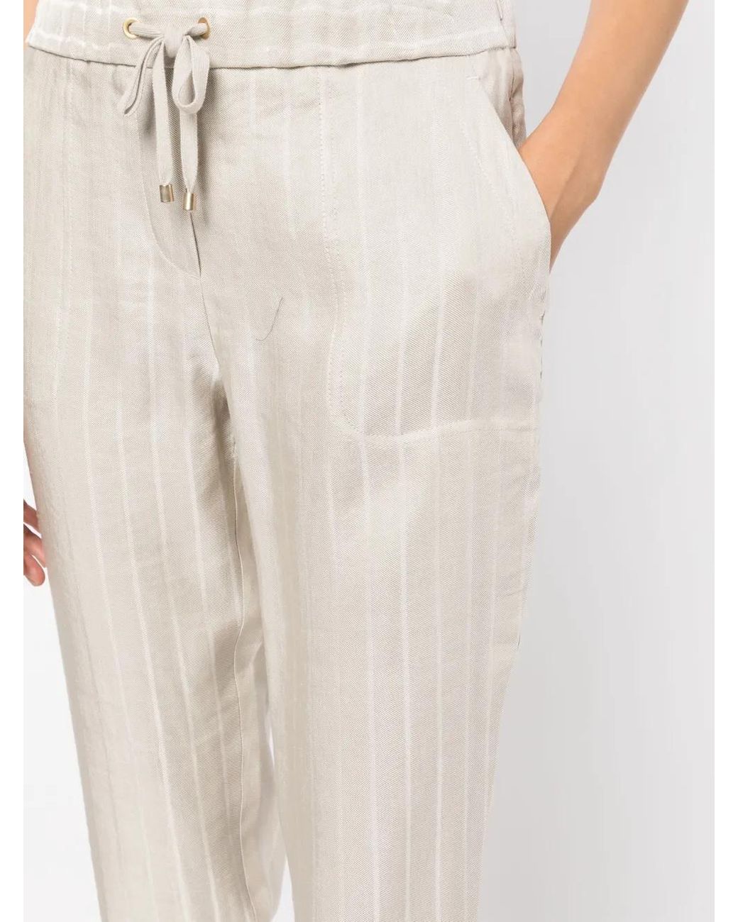 Lorena Antoniazzi Natural Striped Slim-Cut Trousers