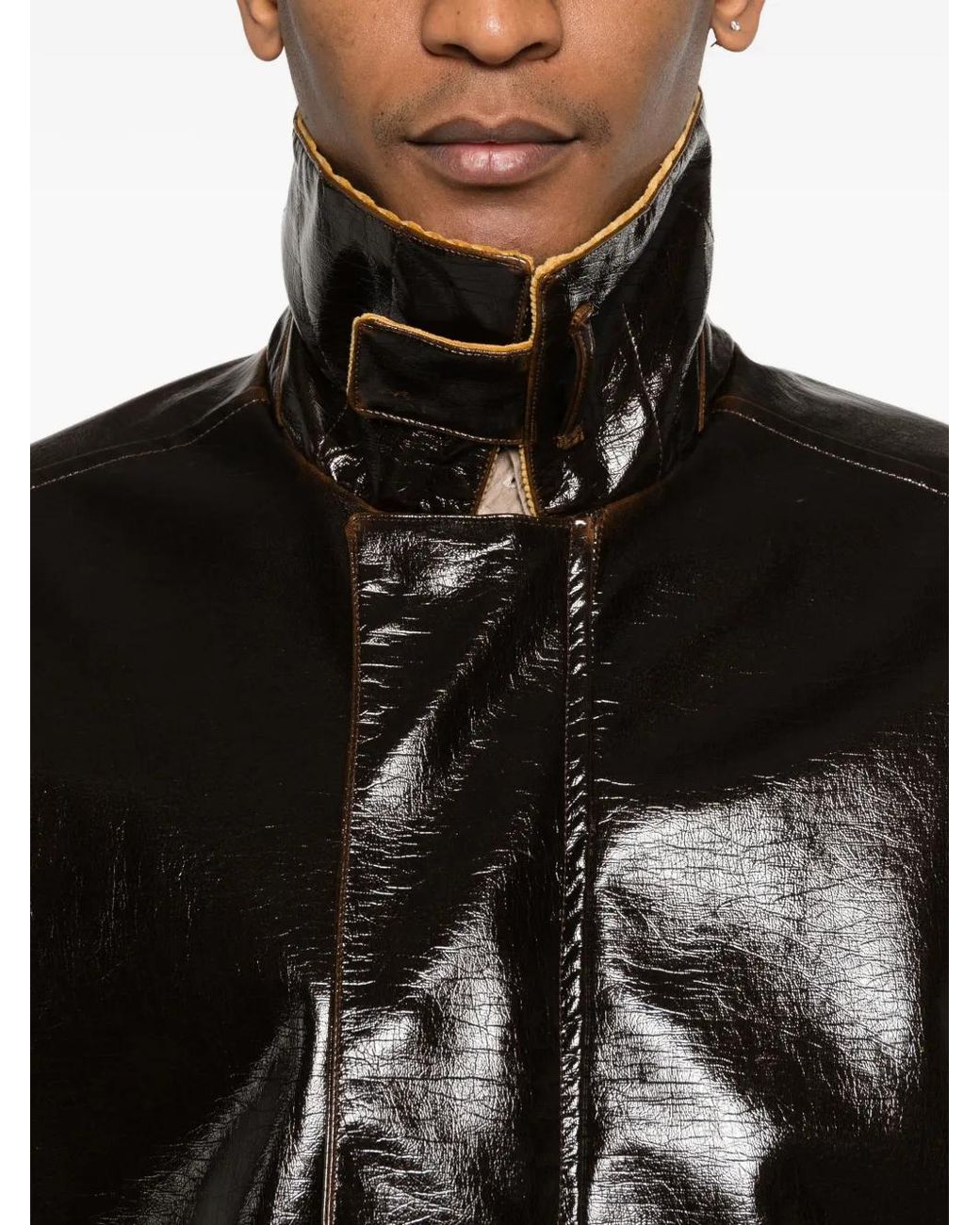 sunflower Black Vinyl Leisure Corduroy Collar Jacket for men