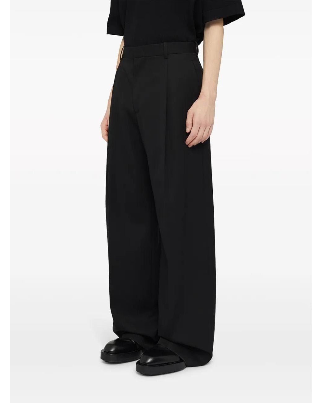 Jil Sander Black High-Waisted Tailored Wool Trousers for men