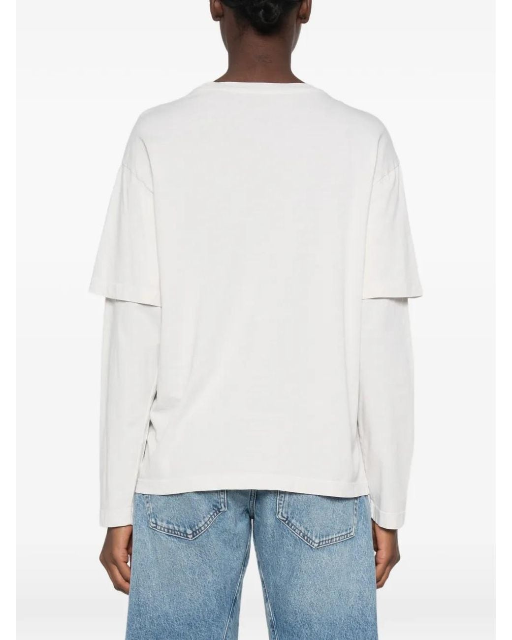 Agolde White Lois Layered-Sleeve T-Shirt